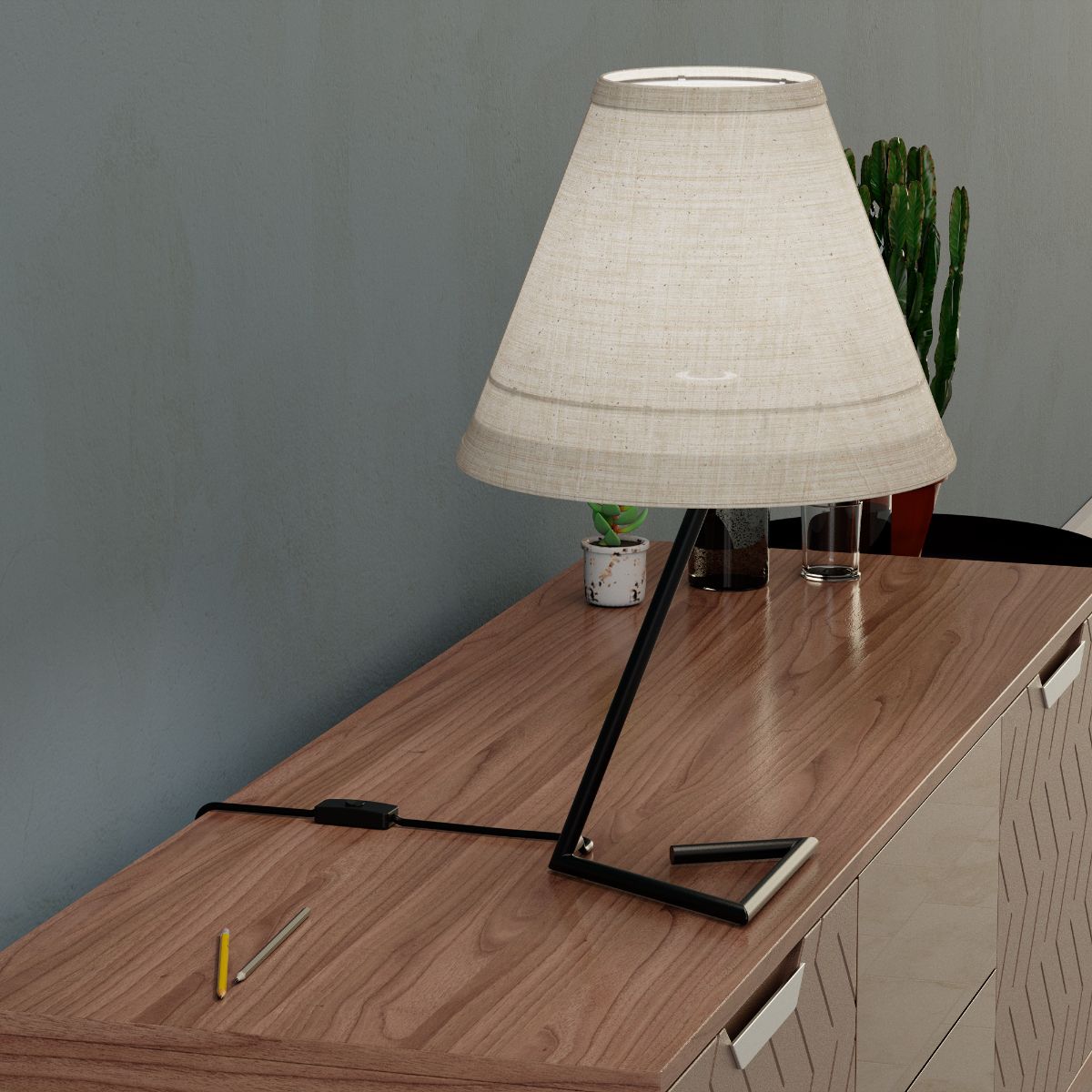 Angular Base Table Lamp with Conical Shade - 23 in. - E26 Bulb Compatible - Contemporary Design thumbnail 6