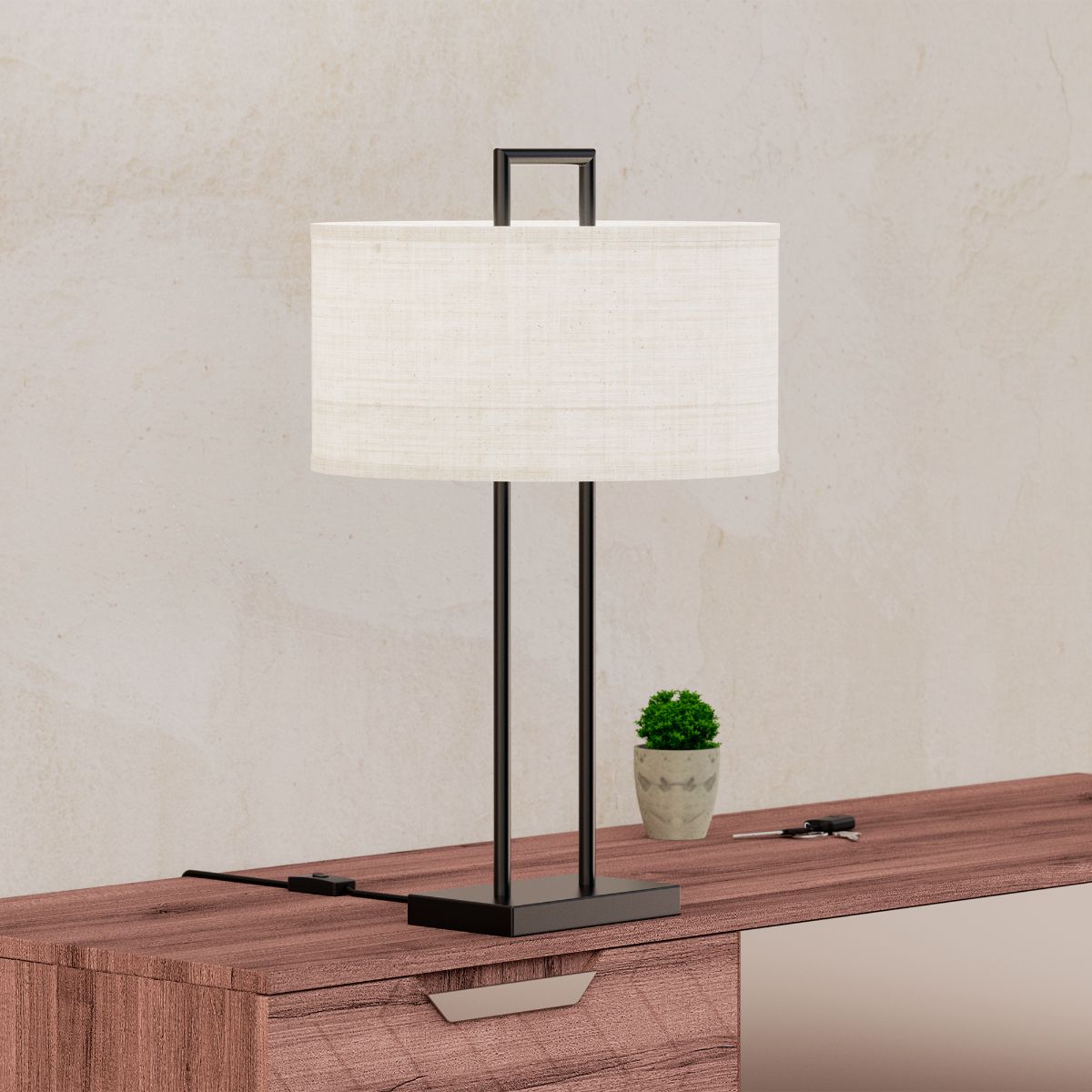 Modern Structure Table Lamp with Textured Shade - 25 in. - E26 Bulb Compatible - Chic Design thumbnail 4