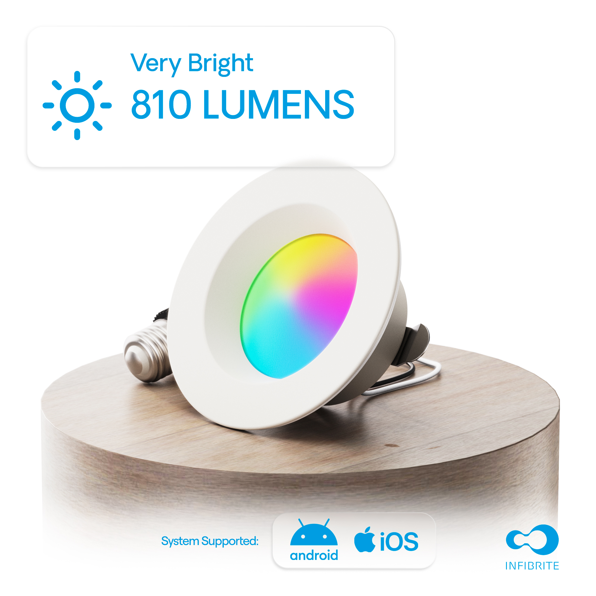 4 Inch Smart Recessed Light, Color Changing and Tunable White, WiFi Retrofit LED Downlight E26 Base, No Hub, Works with Alexa and Google, Dimmable, 810LM, RGBCW, Wet Rated