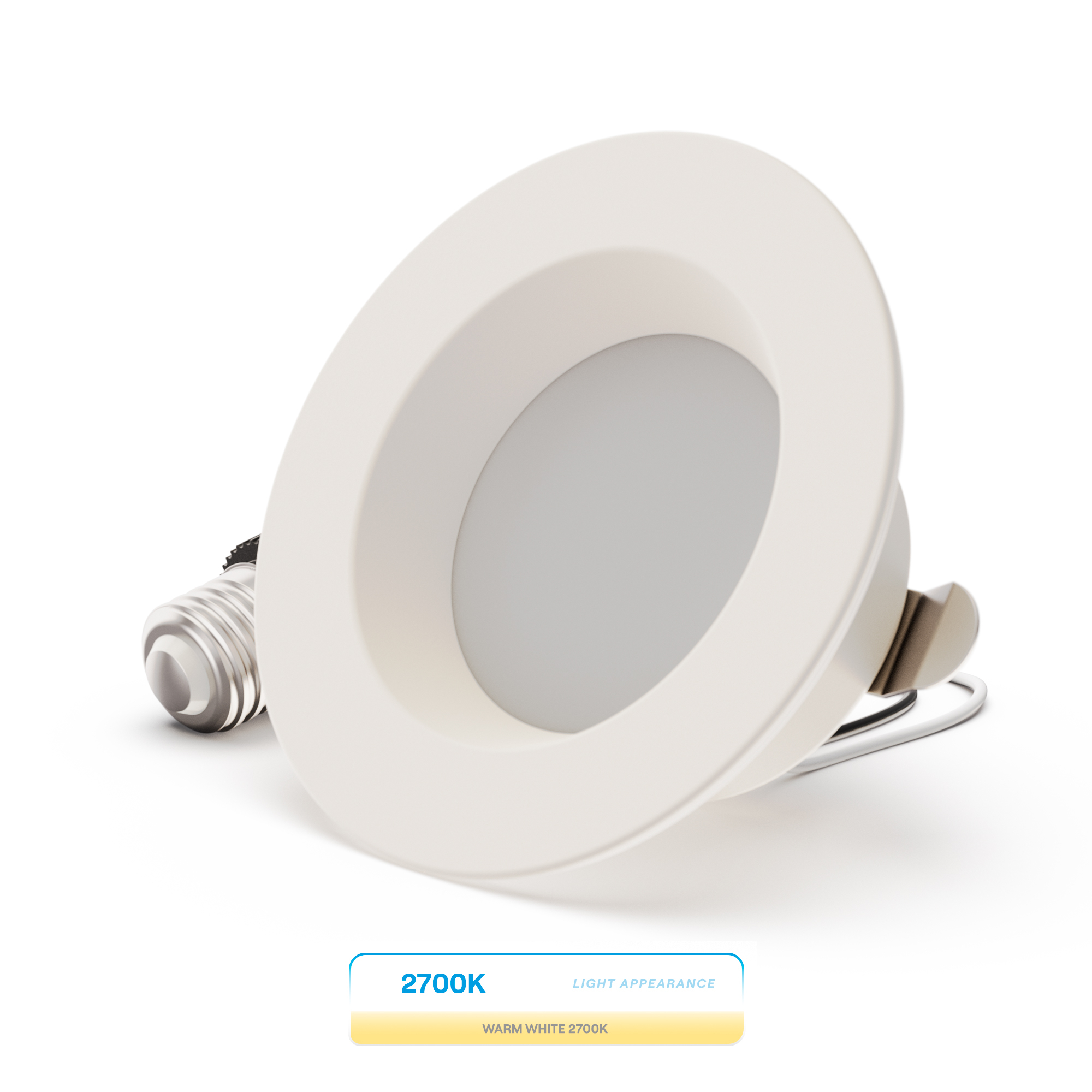 4 Inch 2700K Recessed Retrofit LED, Dimmable, Wet Rated, Ceiling Light Kit (Includes E26 Connector), Soft White, 9W, 750LM, Sleek Series