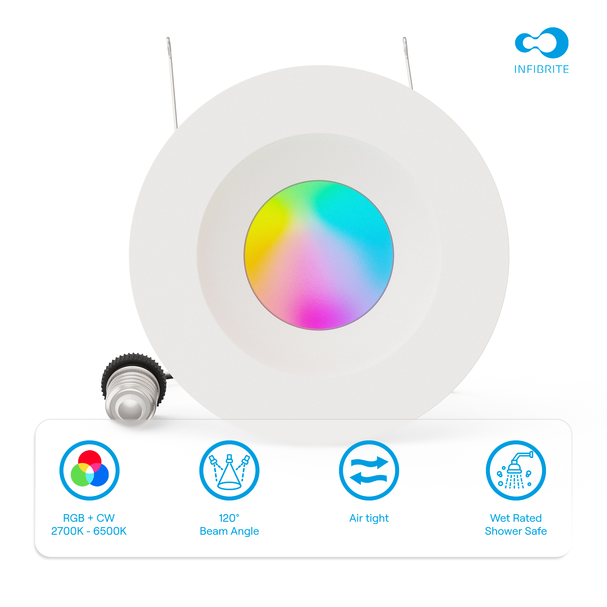 5 & 6 Inch Smart Recessed Light, Color Changing and Tunable White, WiFi Retrofit LED Downlight E26 Base, No Hub, Works with Alexa and Google, Dimmable, 1100LM, 12W, RGBCW, Wet Rated (24 Pack thumbnail 5