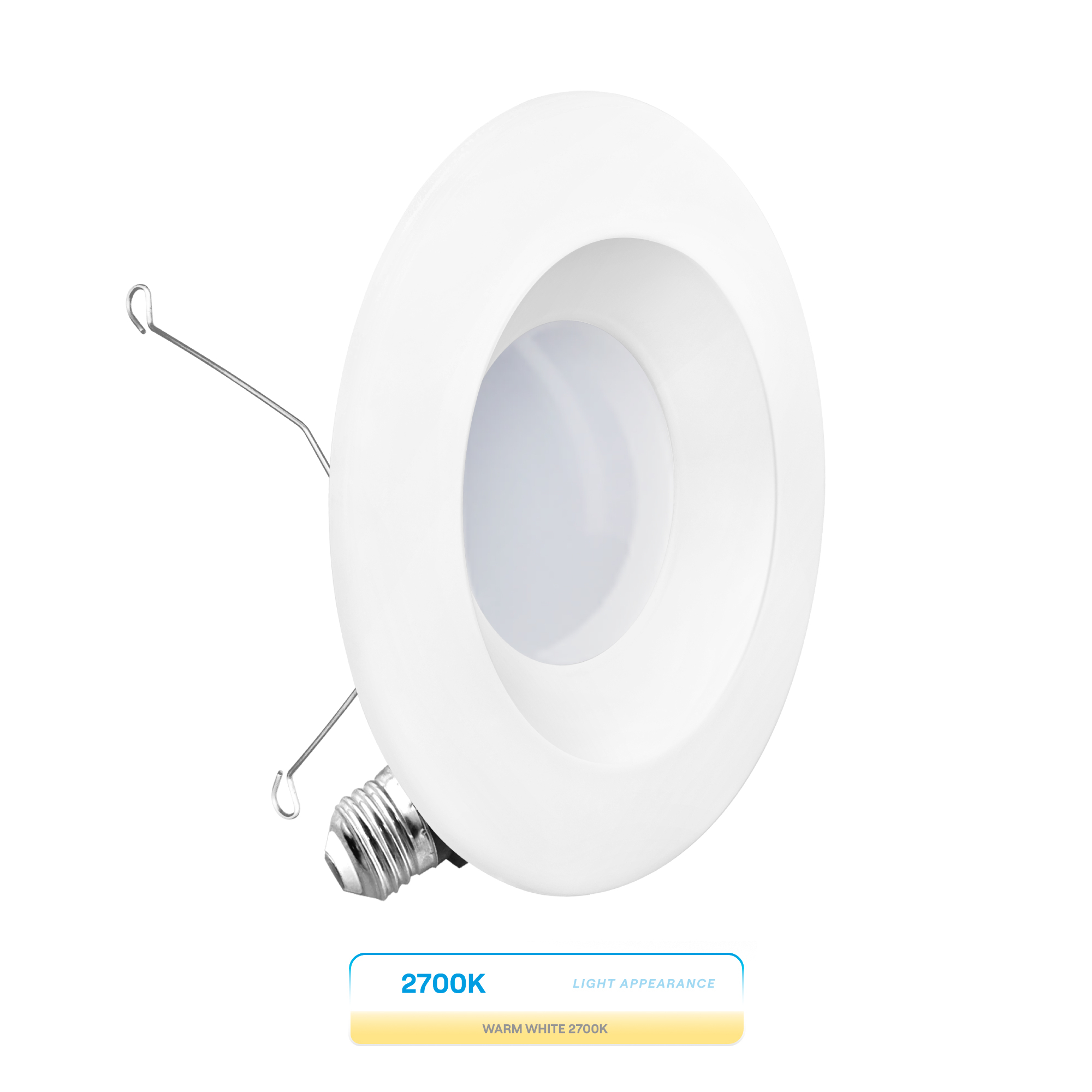 5 & 6 Inch 2700K Recessed Retrofit LED, Dimmable, Wet Rated, Ceiling Light Kit (Includes E26 Connector), Soft White, 12W, 1100LM, Sleek Series