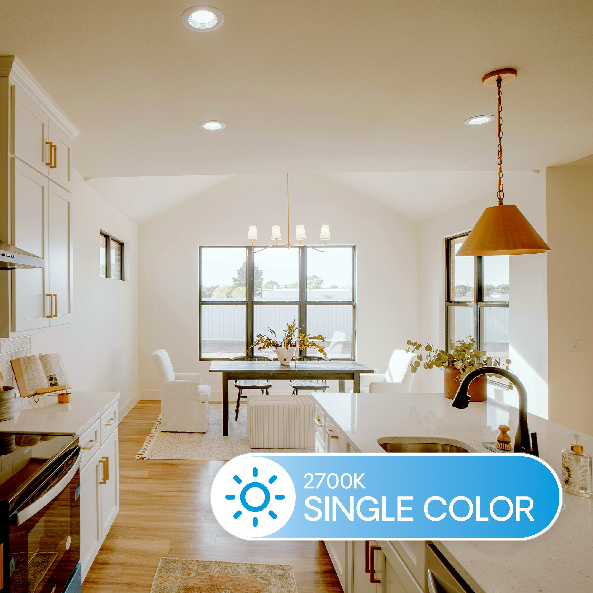 5 & 6 Inch 2700K Recessed Retrofit LED, Dimmable, Wet Rated, Ceiling Light Kit (Includes E26 Connector), Soft White, 12W, 1100LM, Sleek Series