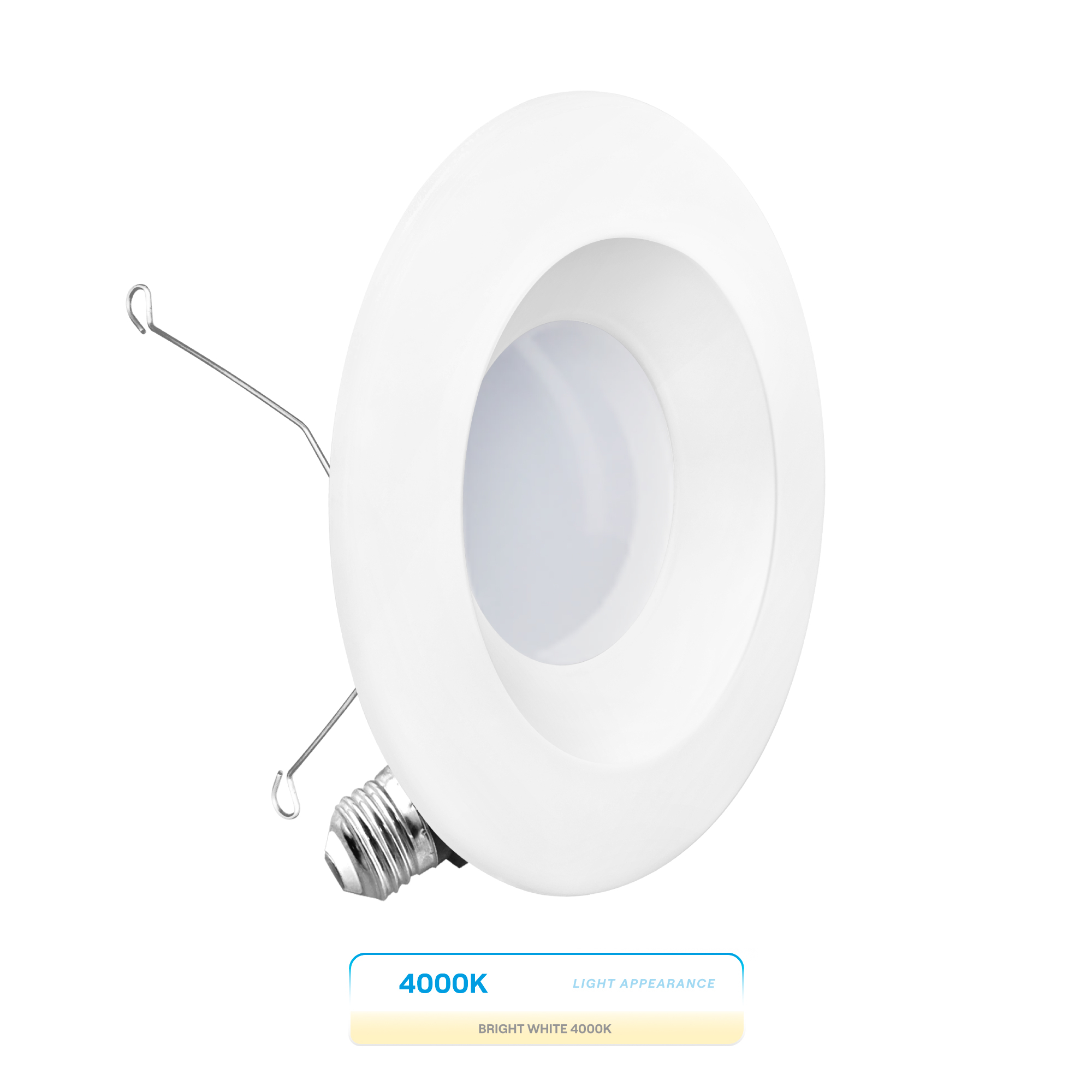 5 & 6 Inch 4000K Recessed Retrofit LED, Dimmable, Wet Rated, Ceiling Light Kit (Includes E26 Connector), Cool White, 12W, 1100LM, Sleek Series