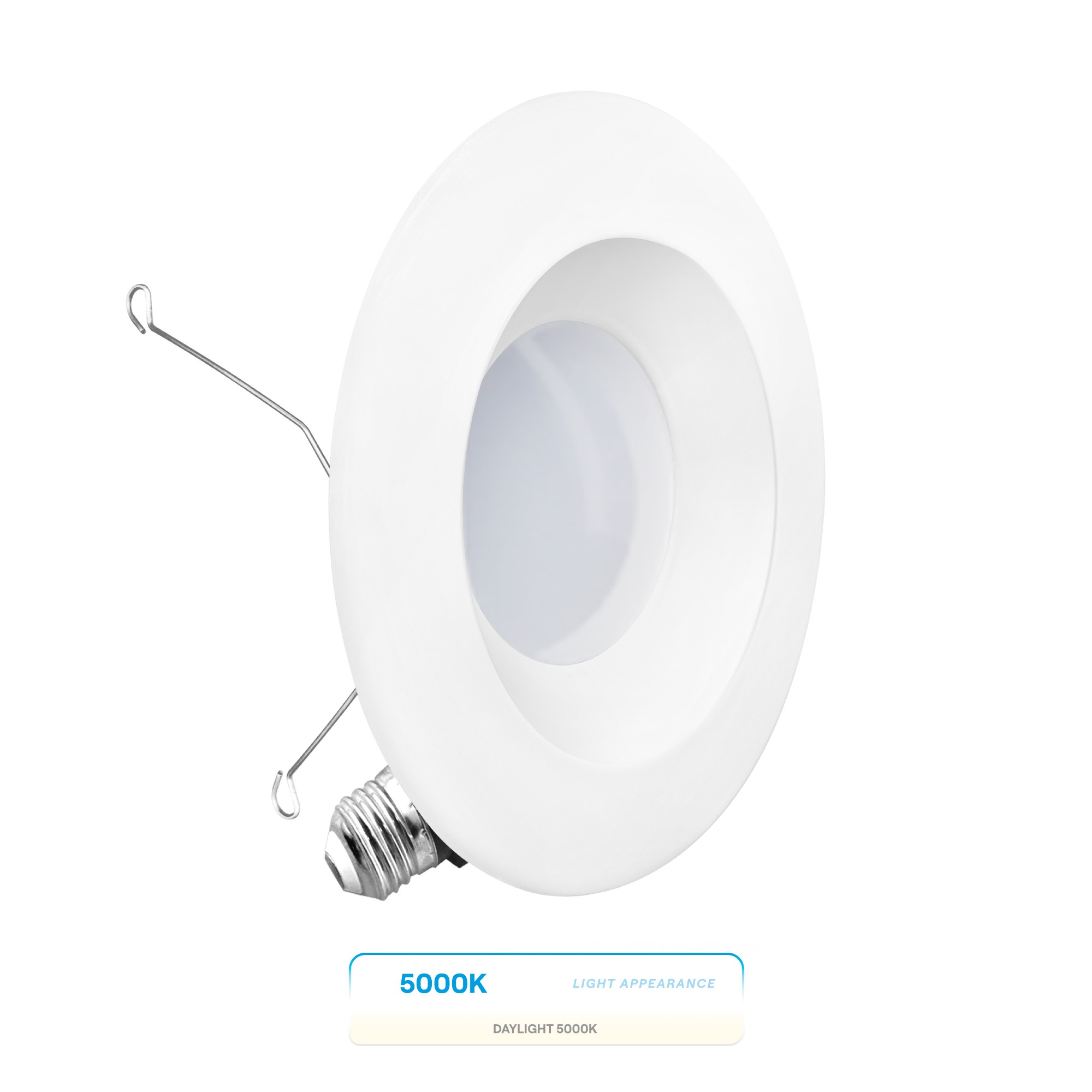 5 & 6 Inch 5000K Recessed Retrofit LED, Dimmable, Wet Rated, Ceiling Light Kit (Includes E26 Connector), Daylight, 12W, 1100LM, Sleek Series