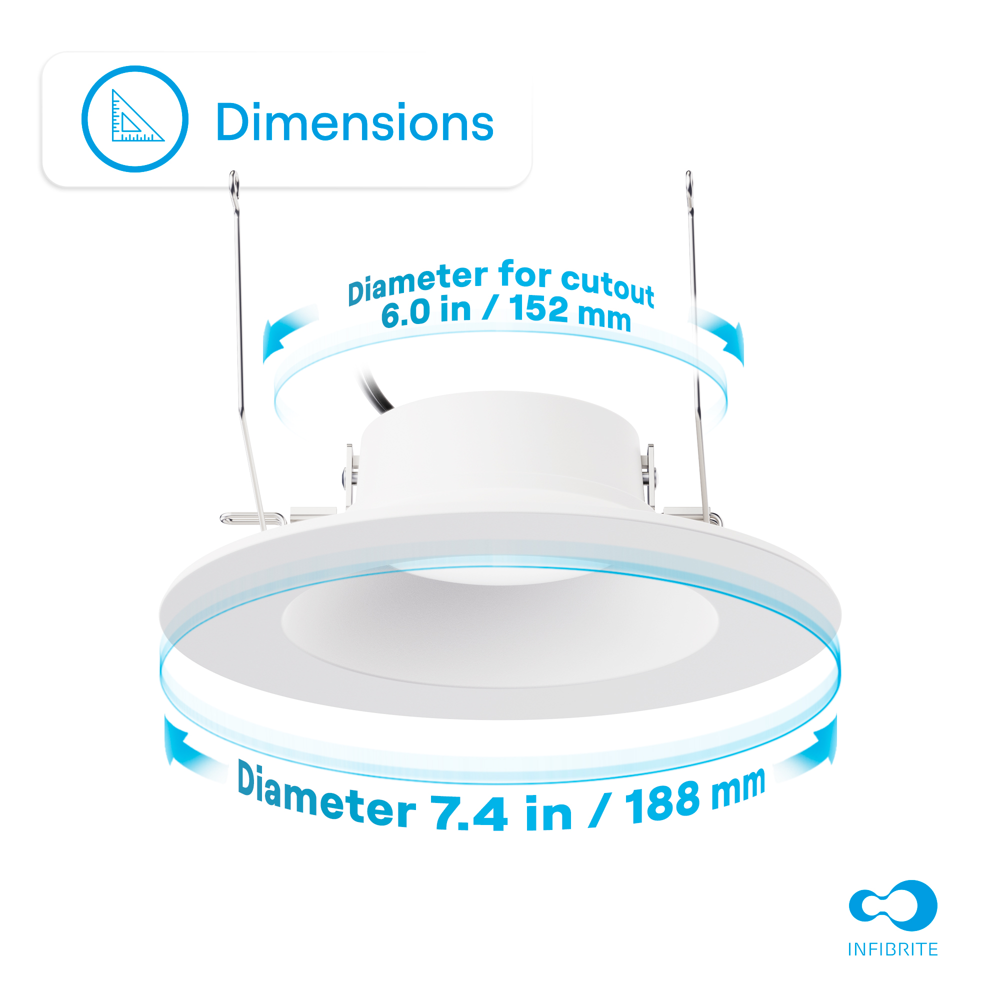 5 & 6 Inch 6000K Recessed Retrofit LED, Dimmable, Wet Rated, Ceiling Light Kit (Includes E26 Connector), Clear White, 12W, 1100LM, Sleek Series thumbnail 8