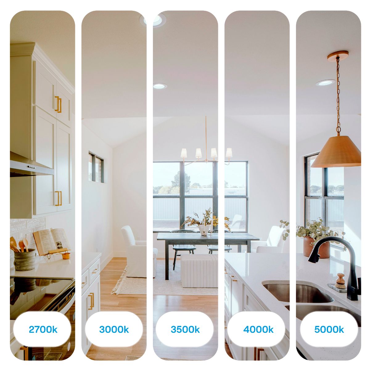 5 & 6 Inch 5CCT Selectable Recessed Retrofit LED, Dimmable, Wet Rated, Ceiling Light Kit (Includes E26 Connector), 12W, 1100LM, Sleek Series