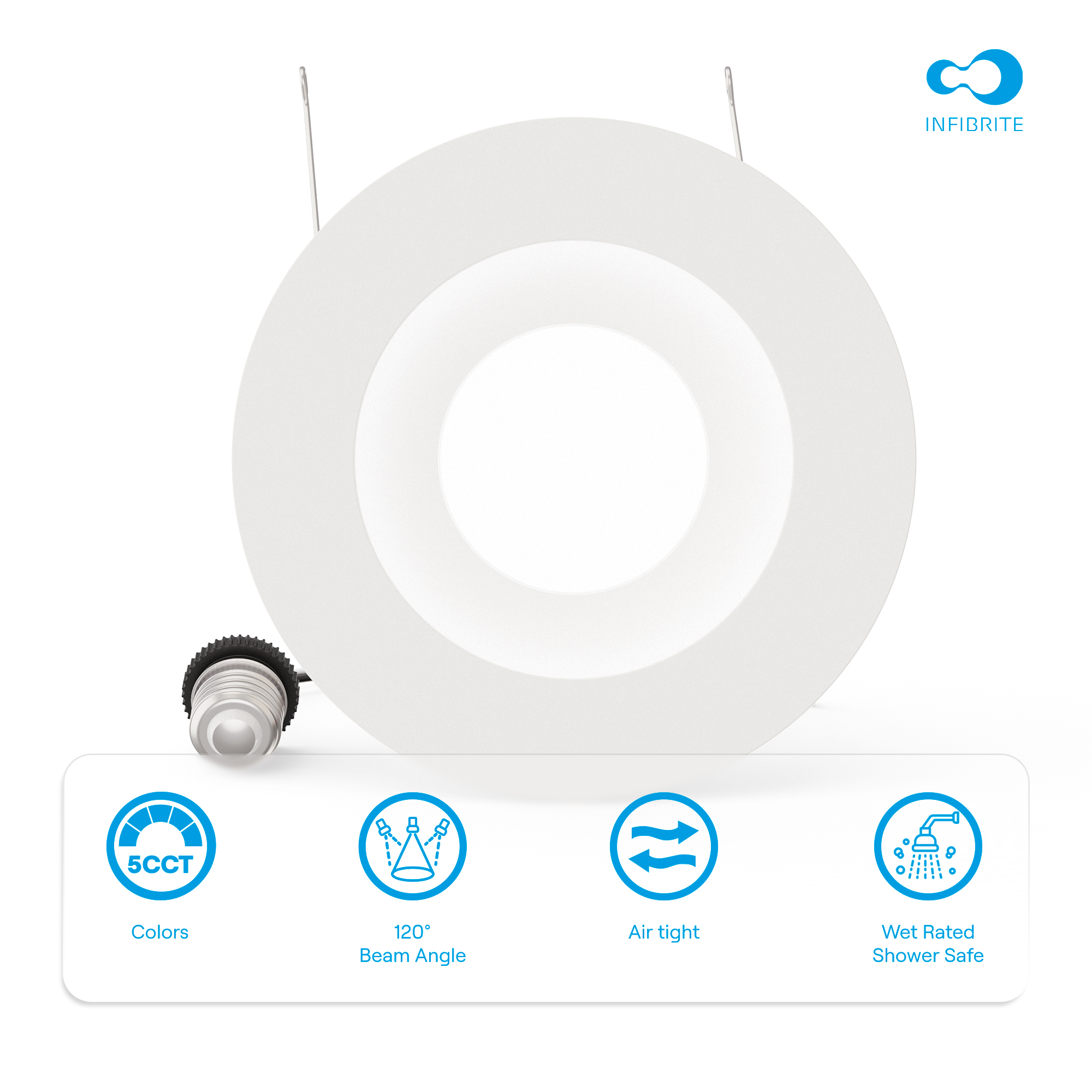 5 & 6 Inch 5CCT Selectable Recessed Retrofit LED, Dimmable, Wet Rated, Ceiling Light Kit (Includes E26 Connector), 12W, 1100LM, Sleek Series thumbnail 6