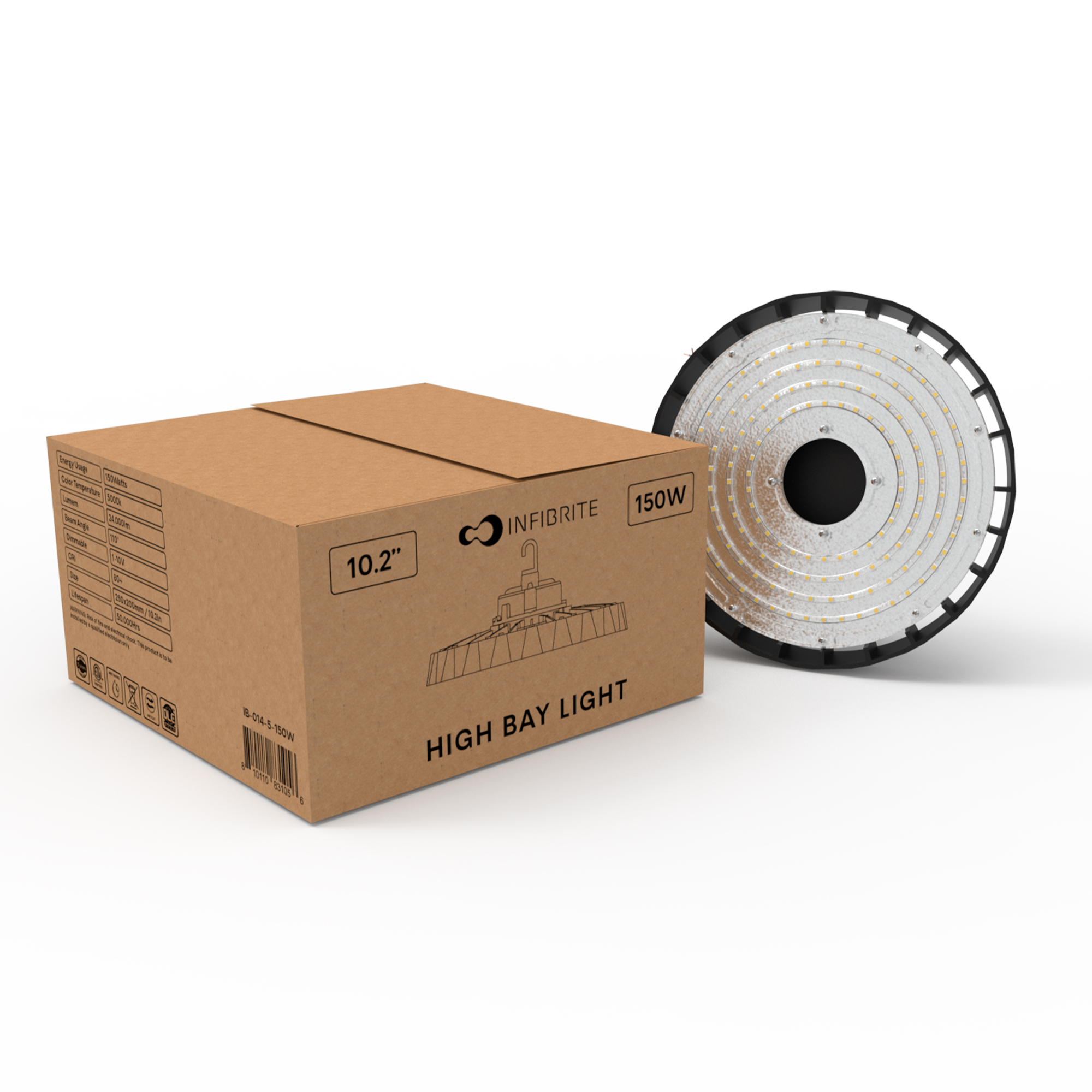 UFO LED High Bay Light, 150W 24,000LM, 5000K Daylight, 0-10V Dimmable, ETL Listed