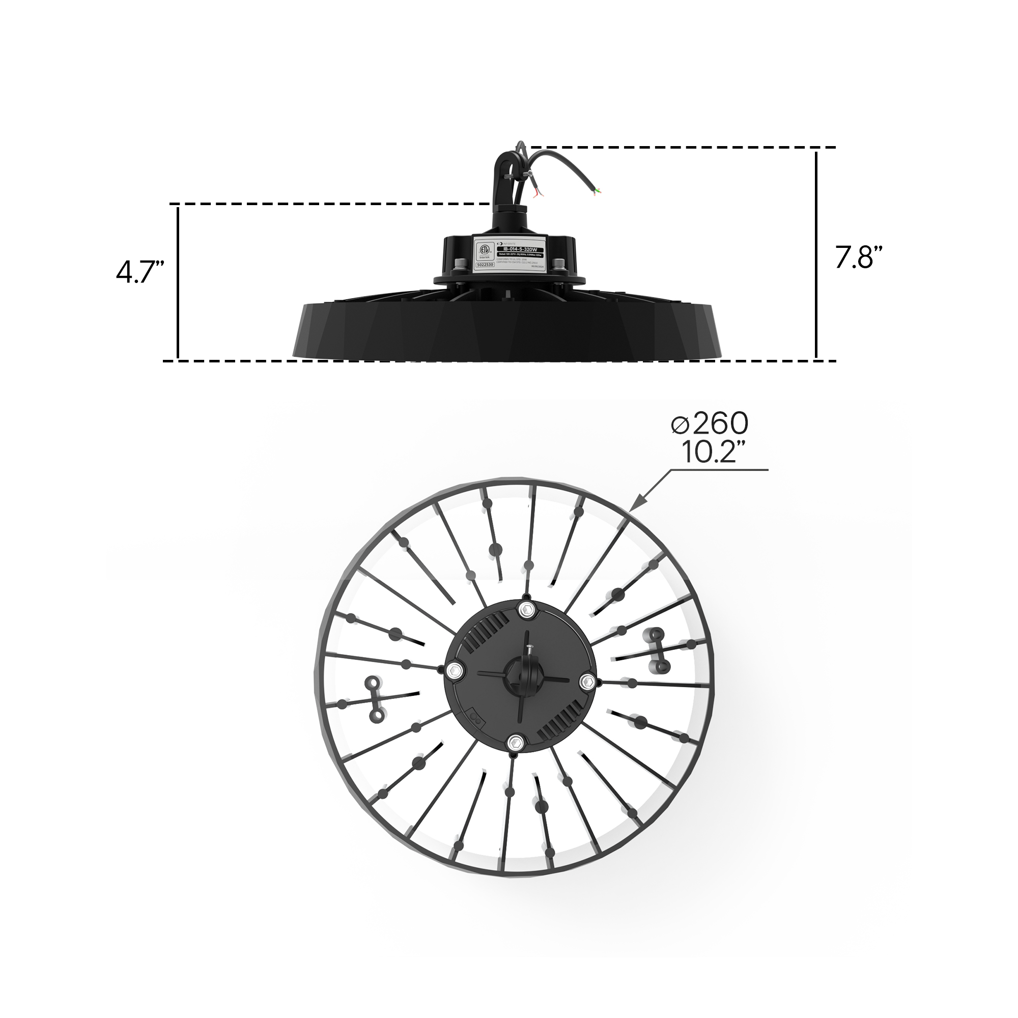 UFO LED High Bay Light, 150W 24,000LM, 5000K Daylight, 0-10V Dimmable, ETL Listed thumbnail 5