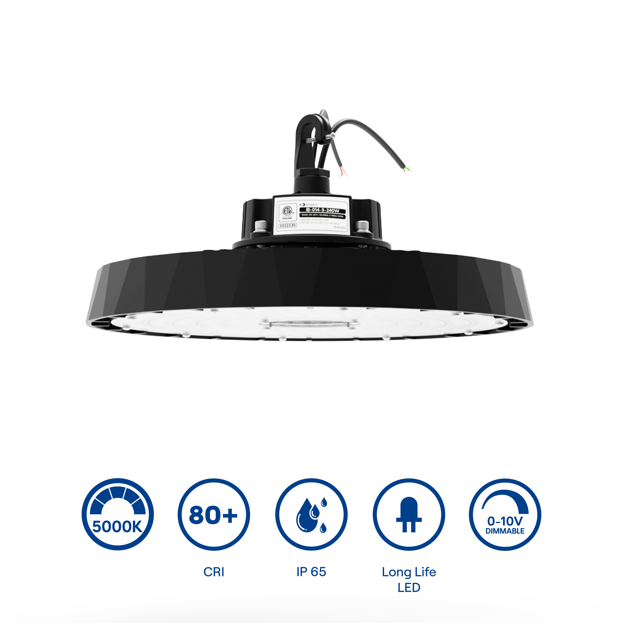 UFO LED High Bay Light, 240W 38,400LM, 5000K Daylight, 0-10V Dimmable, ETL Listed thumbnail 7
