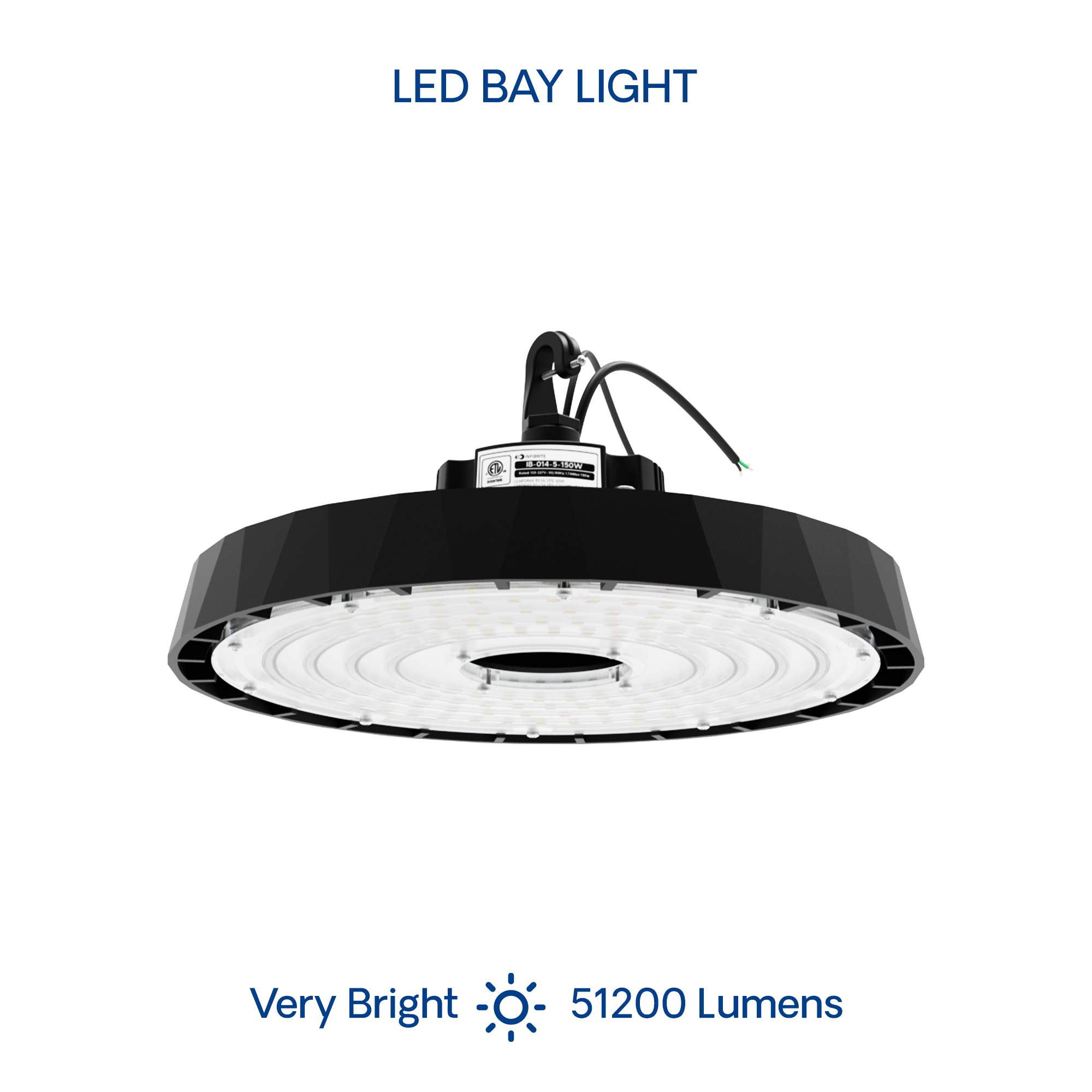 UFO LED High Bay Light, 320W 51,200LM, 5000K Daylight, 0-10V Dimmable, ETL Listed