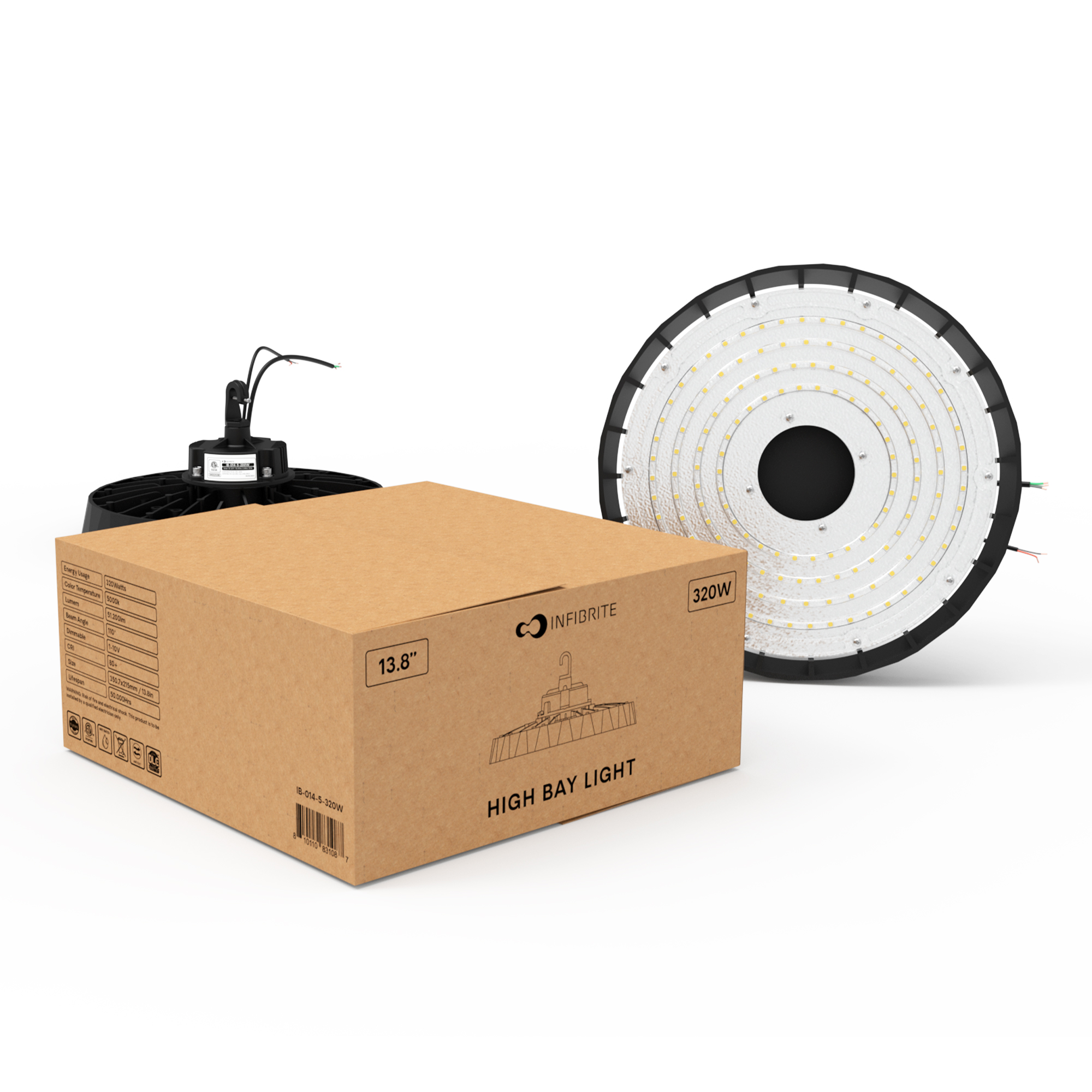 UFO LED High Bay Light, 320W 51,200LM, 5000K Daylight, 0-10V Dimmable, ETL Listed thumbnail 7