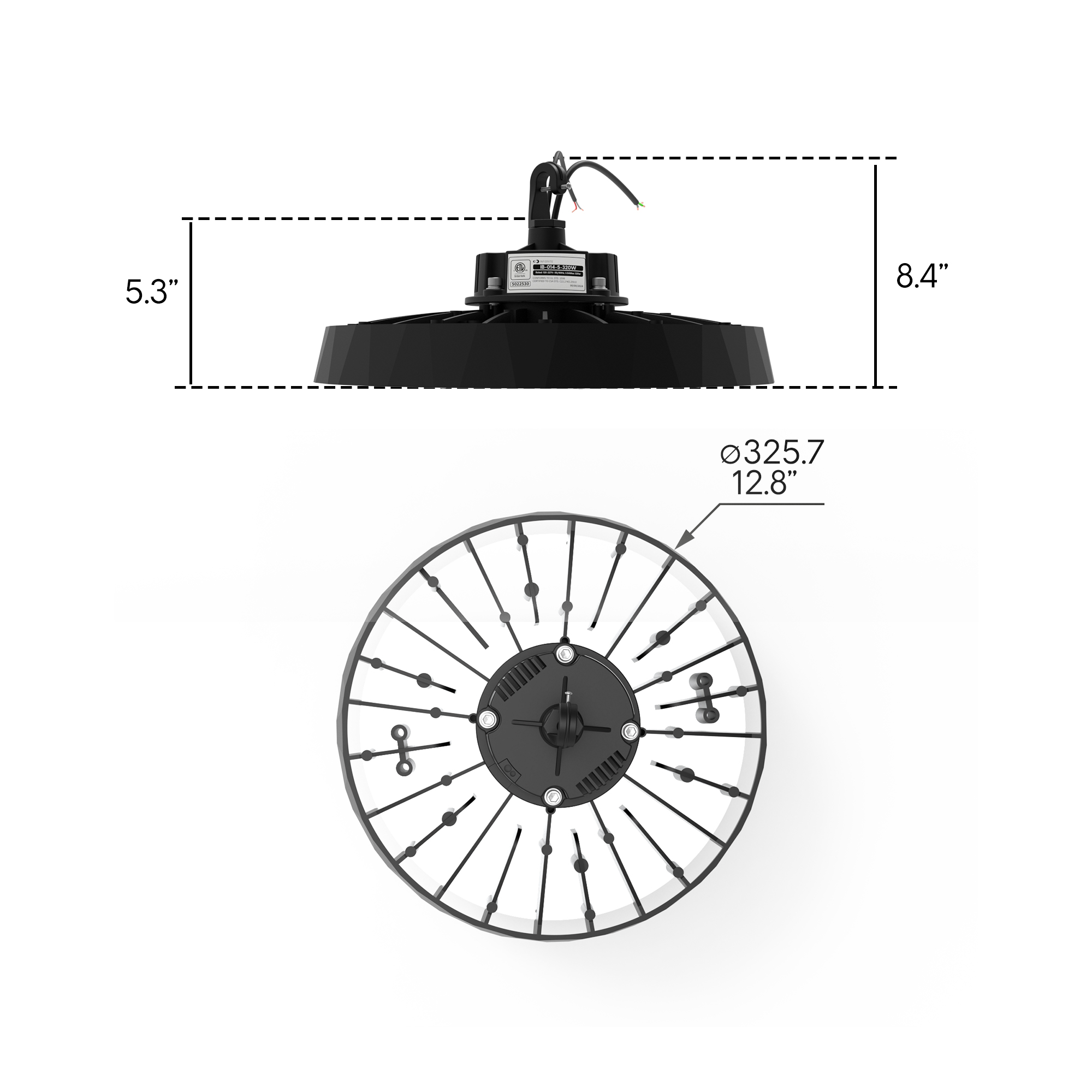 UFO LED High Bay Light, 150/200/240W 40,000LM, 5000K Daylight, 0-10V Dimmable, ETL Listed thumbnail 8