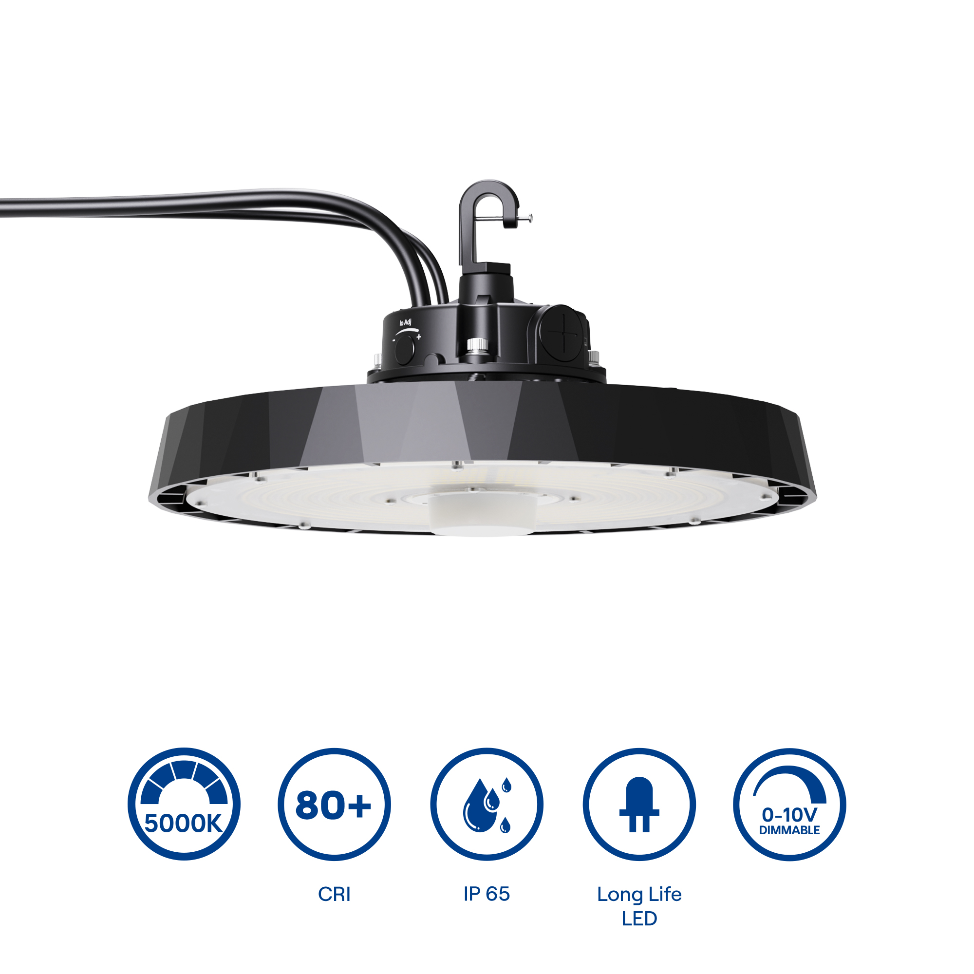 UFO LED High Bay Light, 150/200/240W (277-480V) 40,000LM, 5000K Daylight, 0-10V Dimmable, ETL Listed thumbnail 4