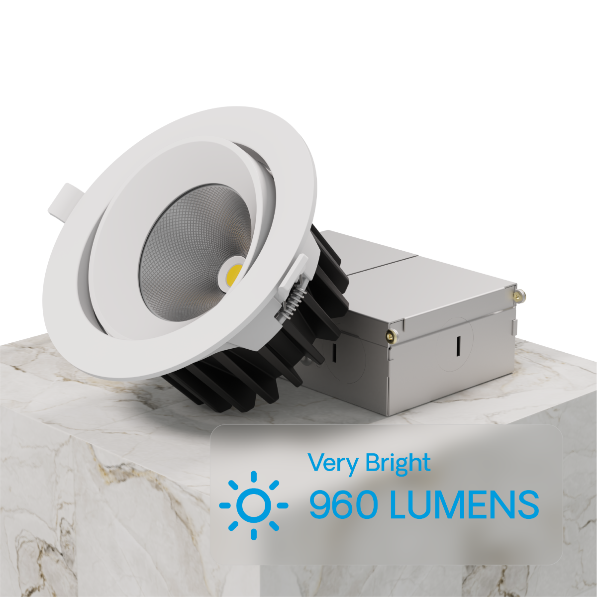 Gimbal 24 Deg Angle 4 Inch 5CCT Selectable White New Construction 12 Watt 960LM Triac Dimmable LED Recessed Light