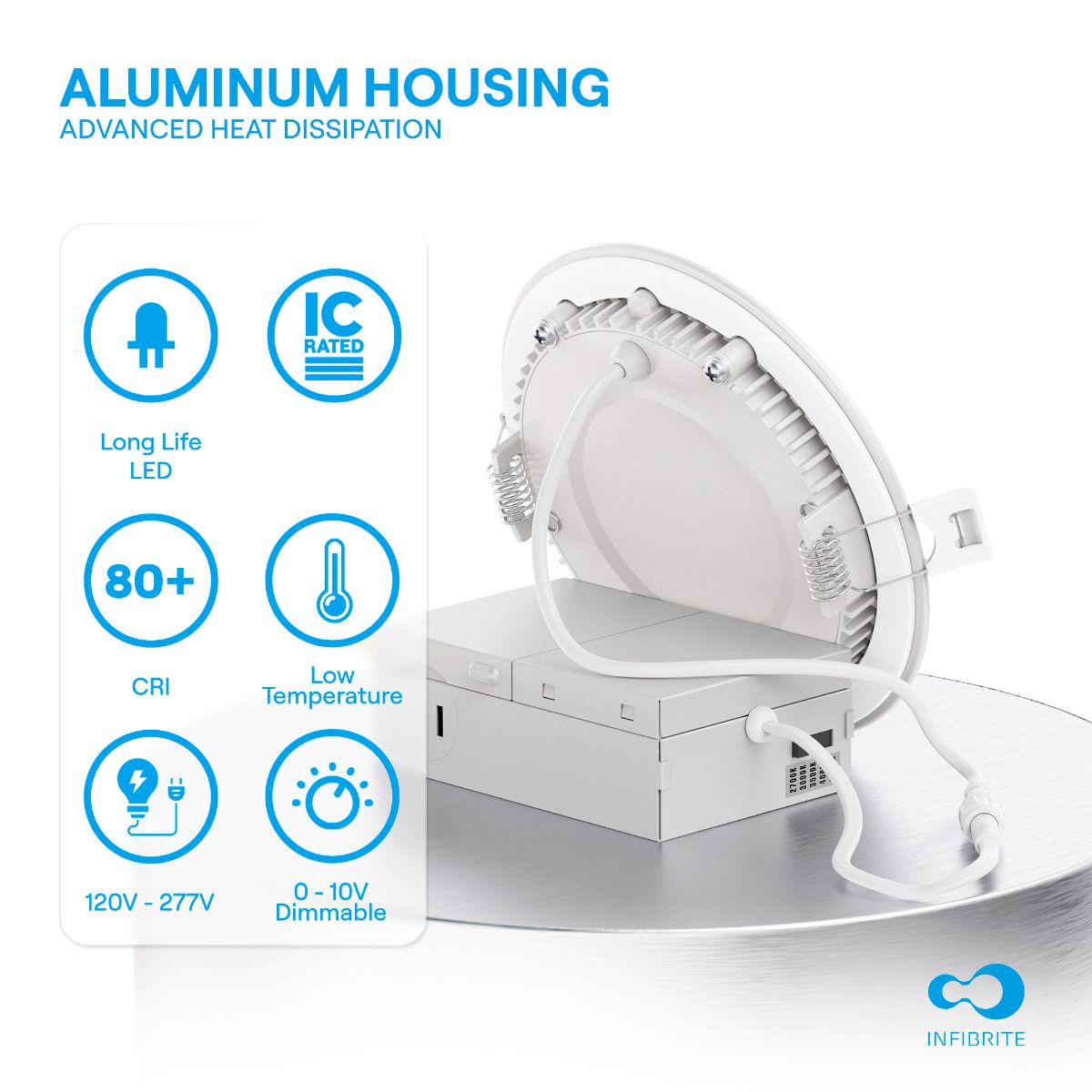 4 Inch 5CCT Selectable White New Construction 9 Watt 850LM 0-10V Dimmable LED Light 120-277V