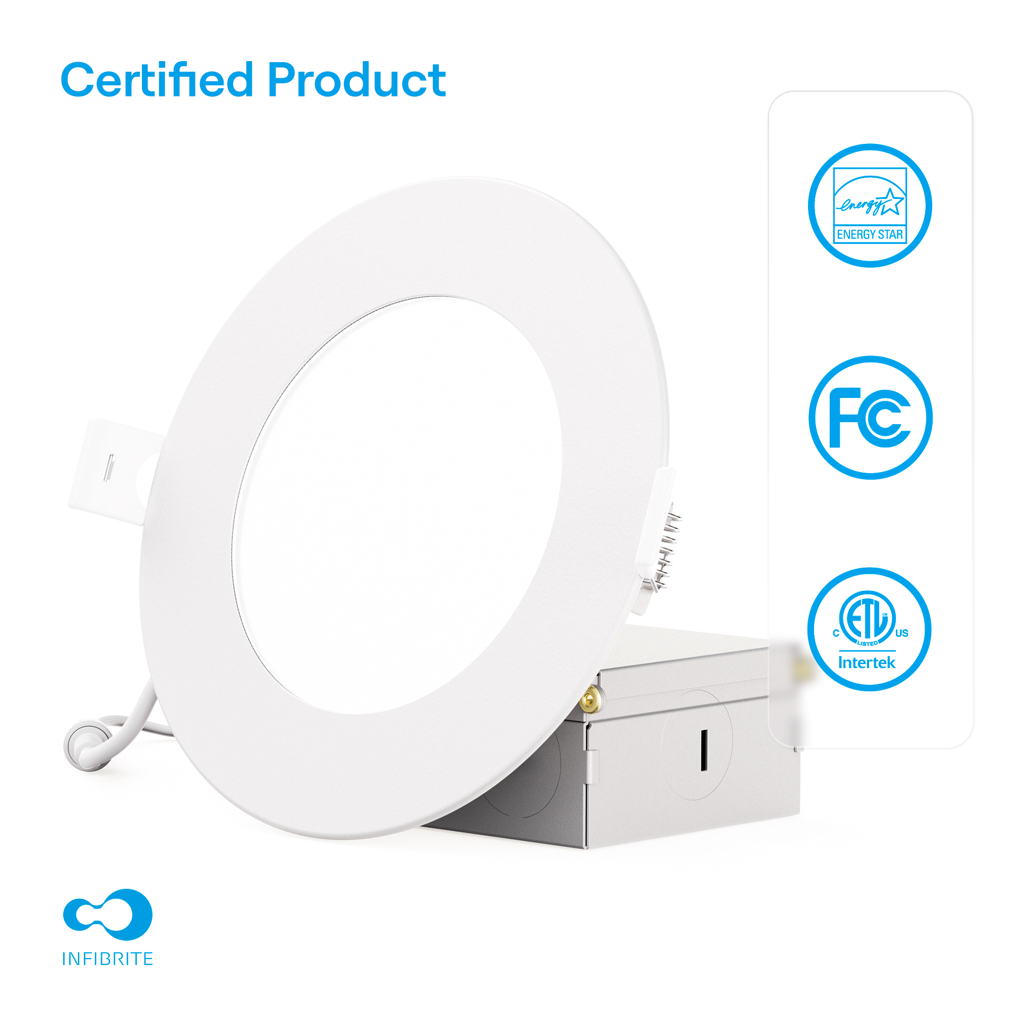 4 Inch 5CCT Selectable White New Construction 9 Watt 850LM 0-10V Dimmable LED Light 120-277V thumbnail 4