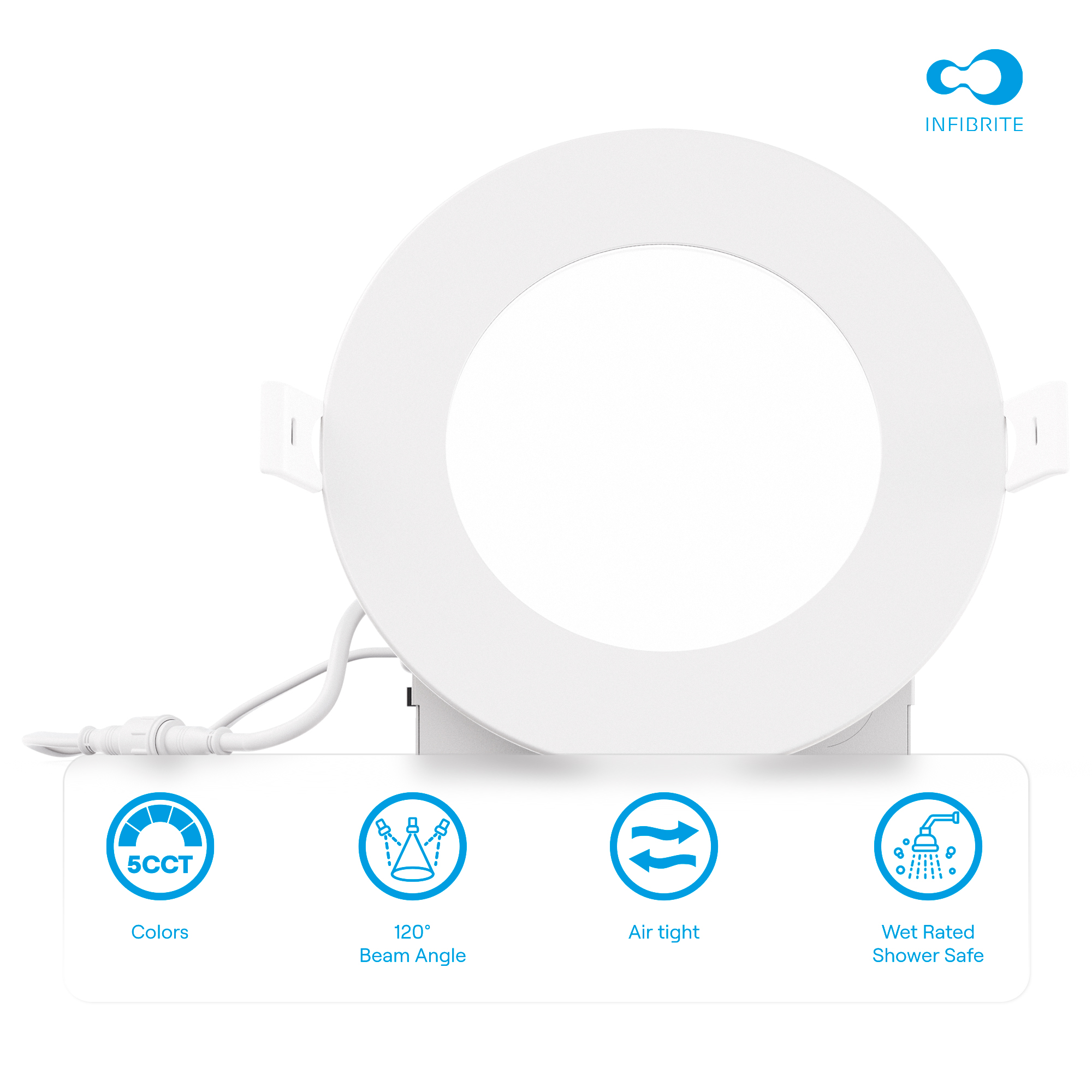 4 Inch 5CCT Selectable White New Construction 9 Watt 850LM 0-10V Dimmable LED Light 120-277V thumbnail 5