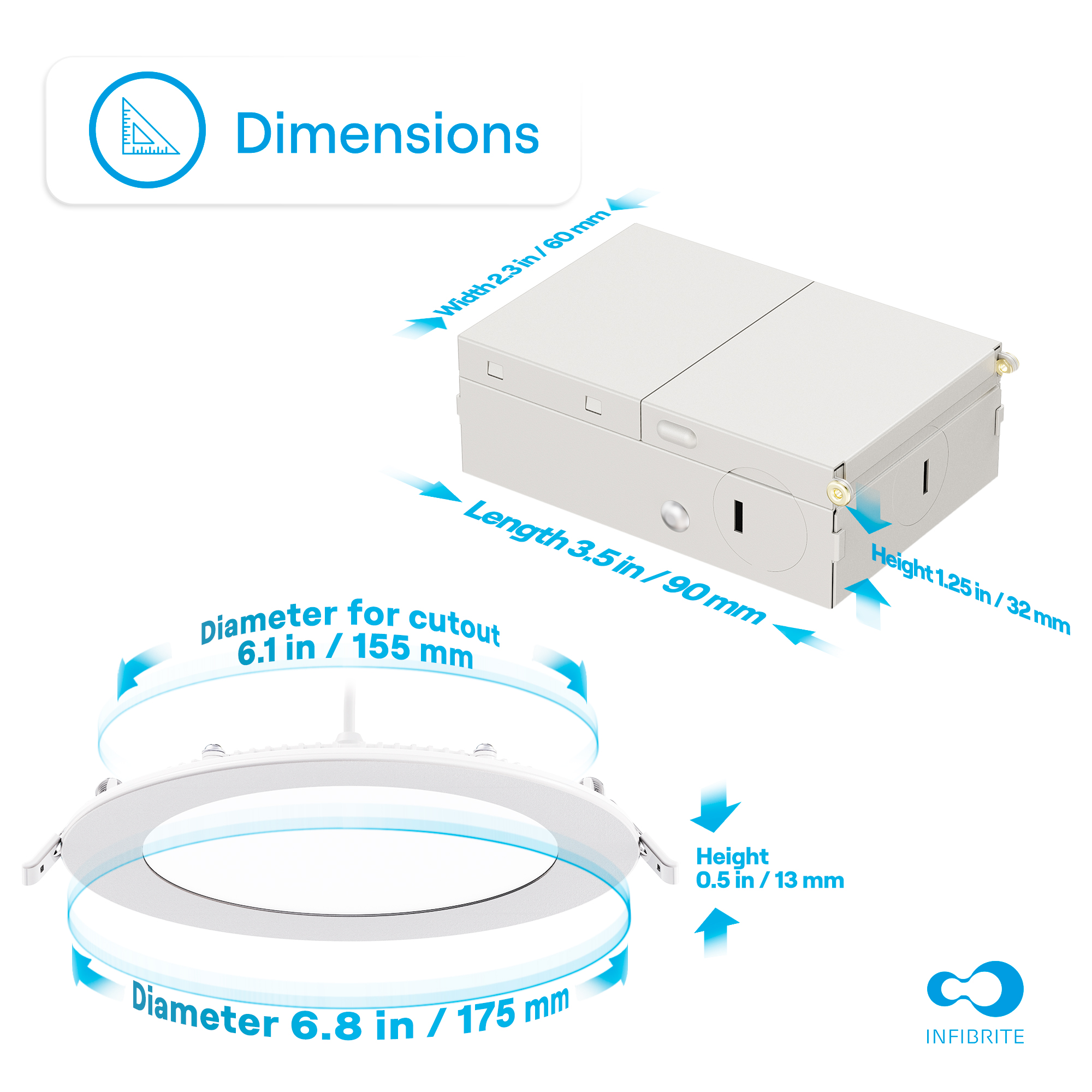 6 Inch 5CCT Selectable White New Construction 12 Watt 1200LM 0-10V Dimmable LED Light 120-277V thumbnail 8