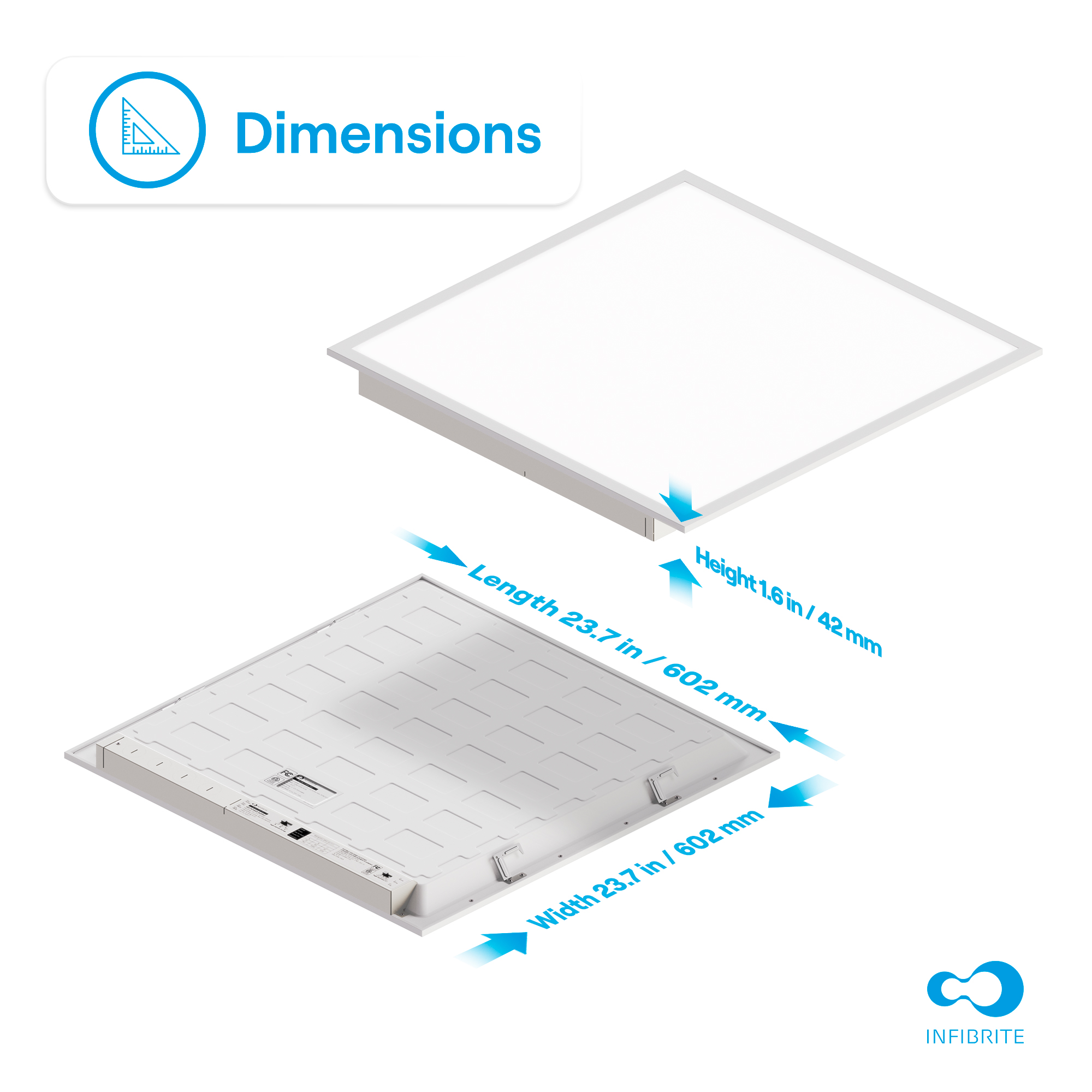 2x2 LED Backlit Panel Light, 25W/34W/42W 3,900/5,200/6,500LM, 3CCT Selectable, 0-10V Dimmable, ETL, FCC, Energy Star, (4 Pack) thumbnail 5