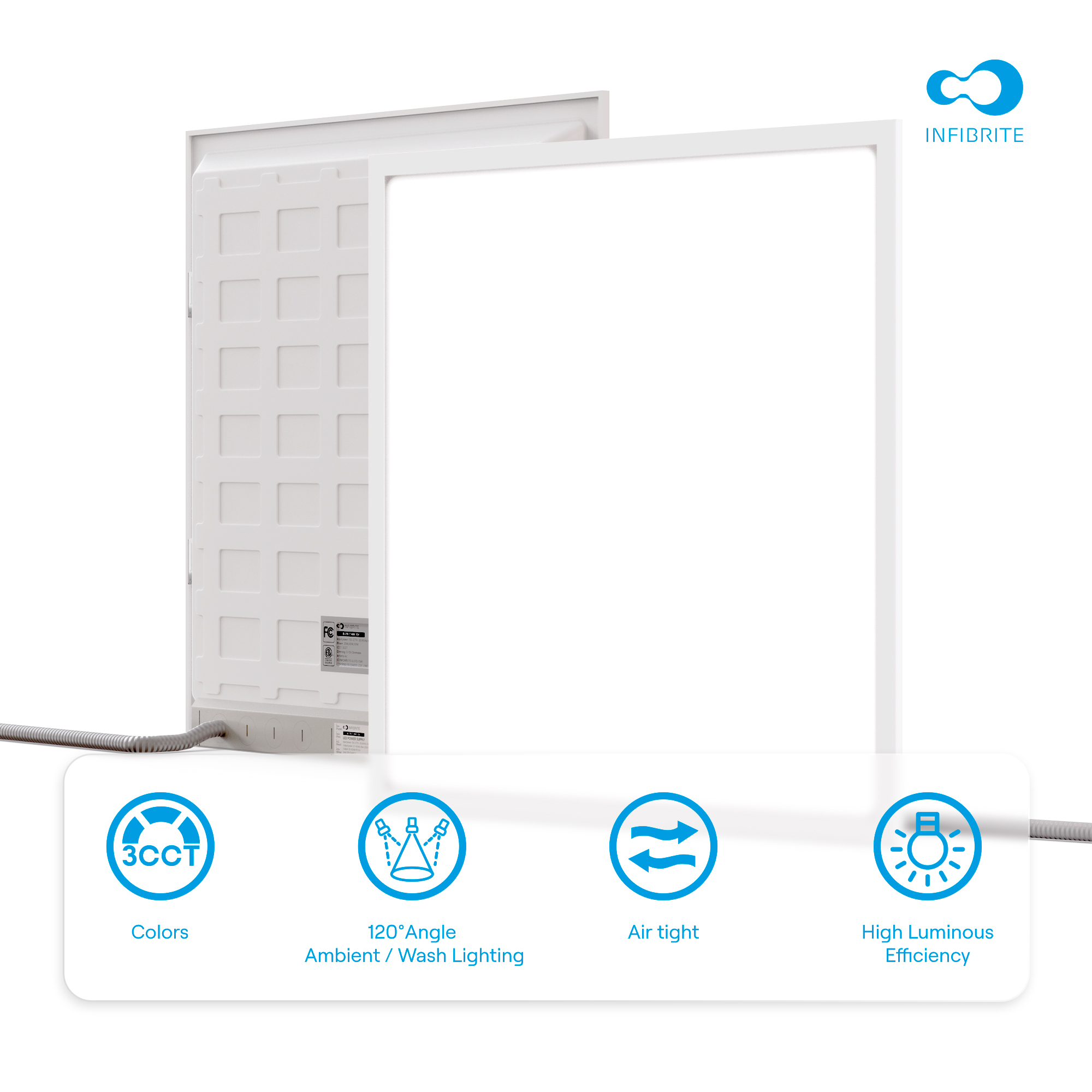 2x2 LED Backlit Panel Light, 25W/34W/42W 3,900/5,200/6,500LM, 3CCT Selectable, 0-10V Dimmable, ETL, FCC, Energy Star, (4 Pack) thumbnail 8
