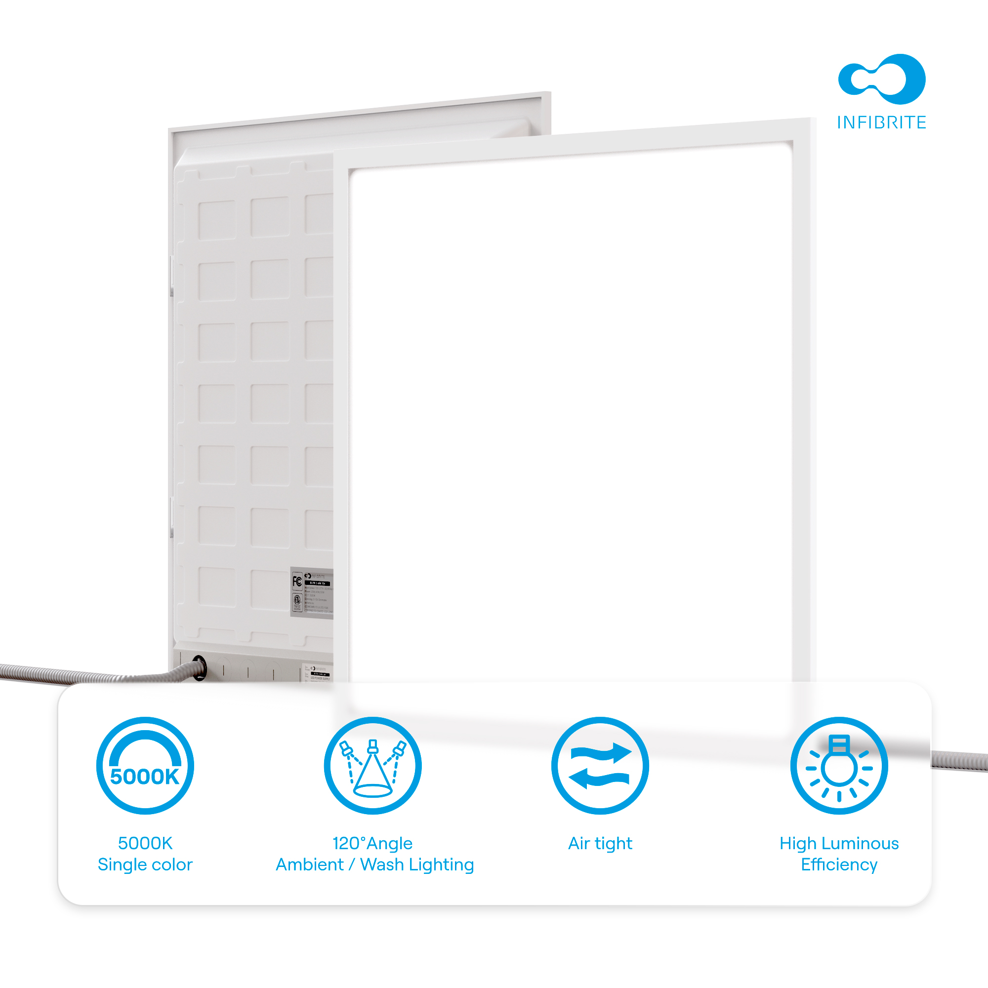 2x2 LED Backlit Panel Light, 25W/34W/42W 3,900/5,200/6,500LM, 5000K Daylight, 0-10V Dimmable, ETL, FCC, Energy Star, (4 Pack) thumbnail 5