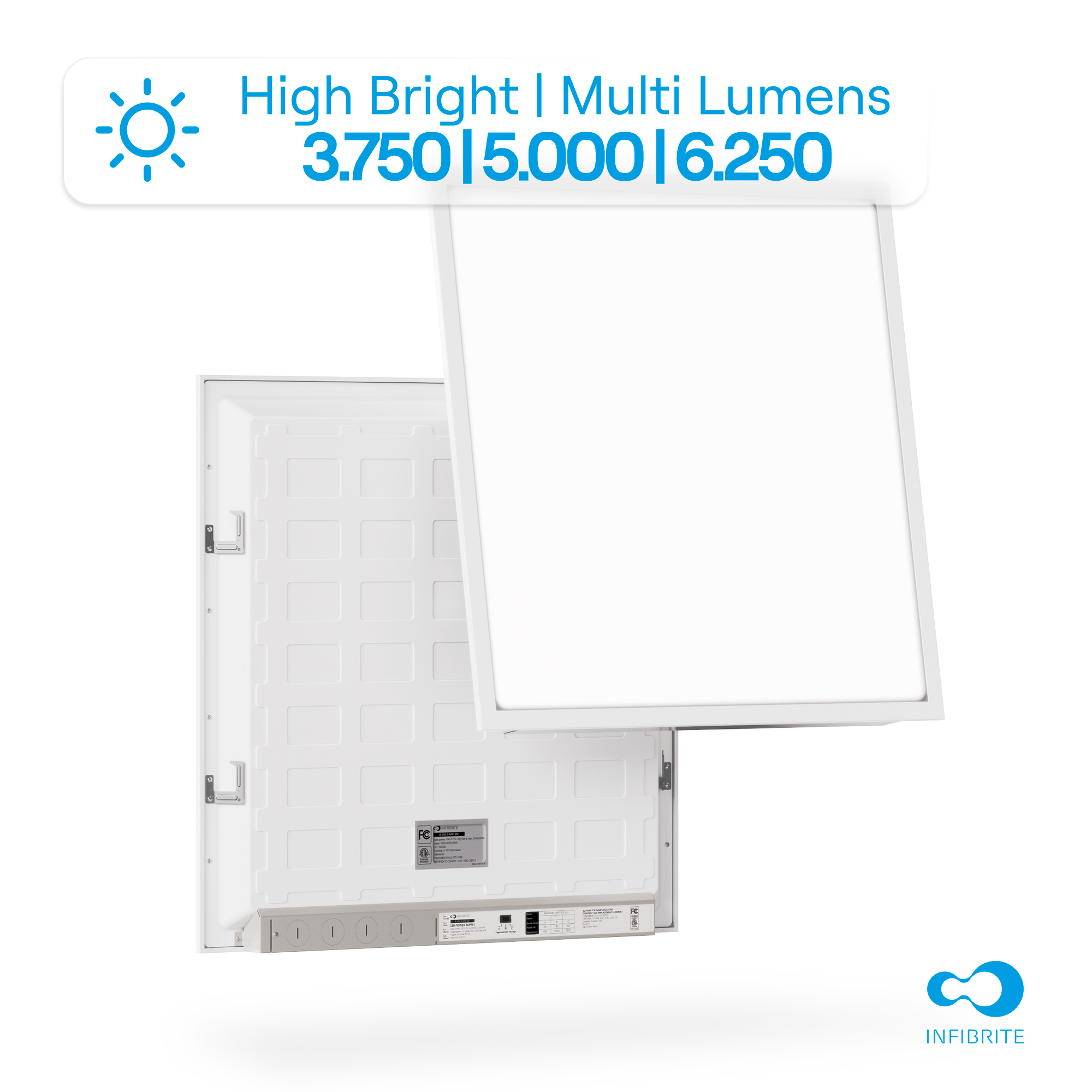 2x2 LED Backlit Panel Light, 25W/34W/42W 3,900/5,200/6,500LM, 5000K Daylight, 0-10V Dimmable, ETL, FCC, Energy Star, (4 Pack) thumbnail 7
