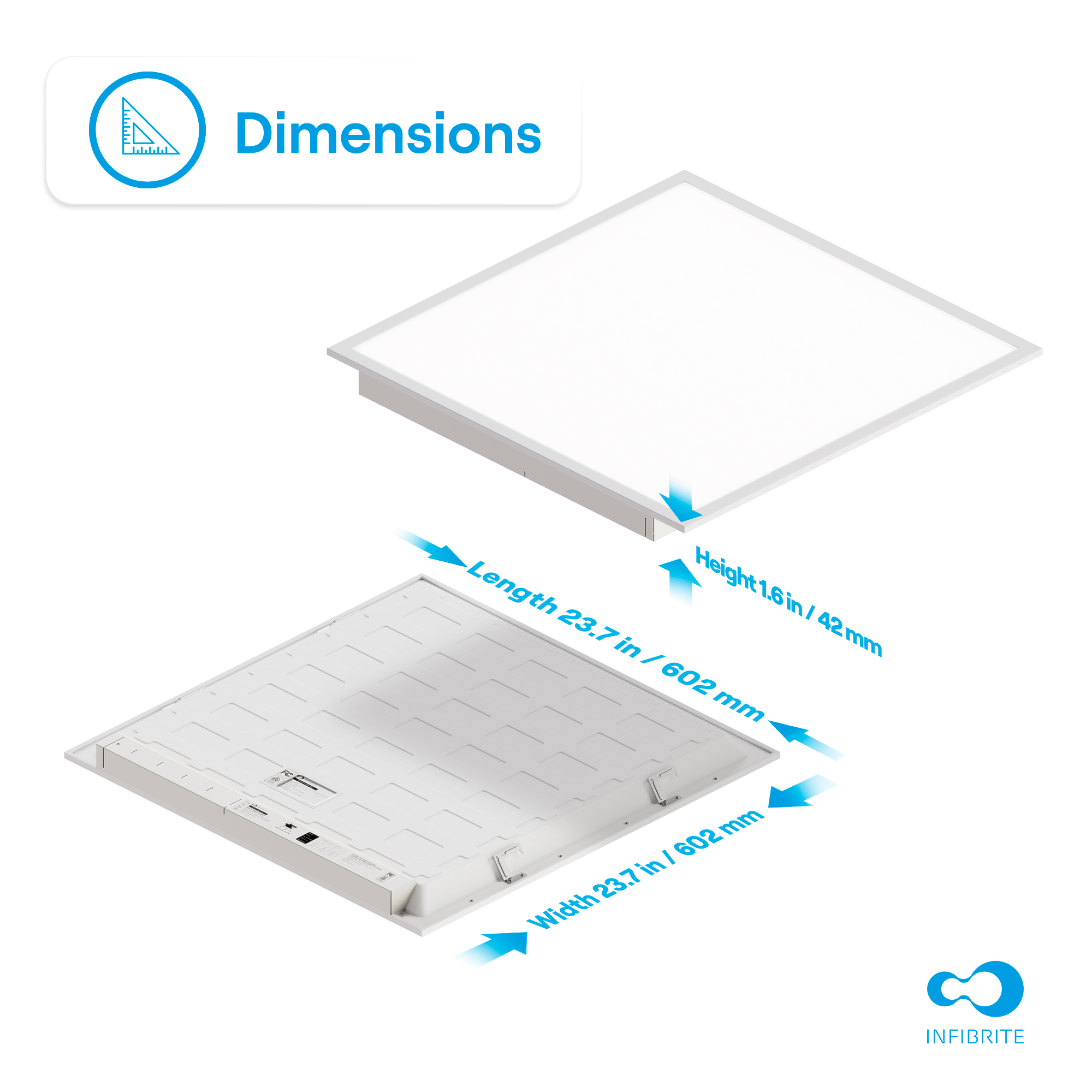 2x2 LED Backlit Panel Light, 25W/34W/42W 3,900/5,200/6,500LM, 5000K Daylight, 0-10V Dimmable, ETL, FCC, Energy Star, (4 Pack) thumbnail 8