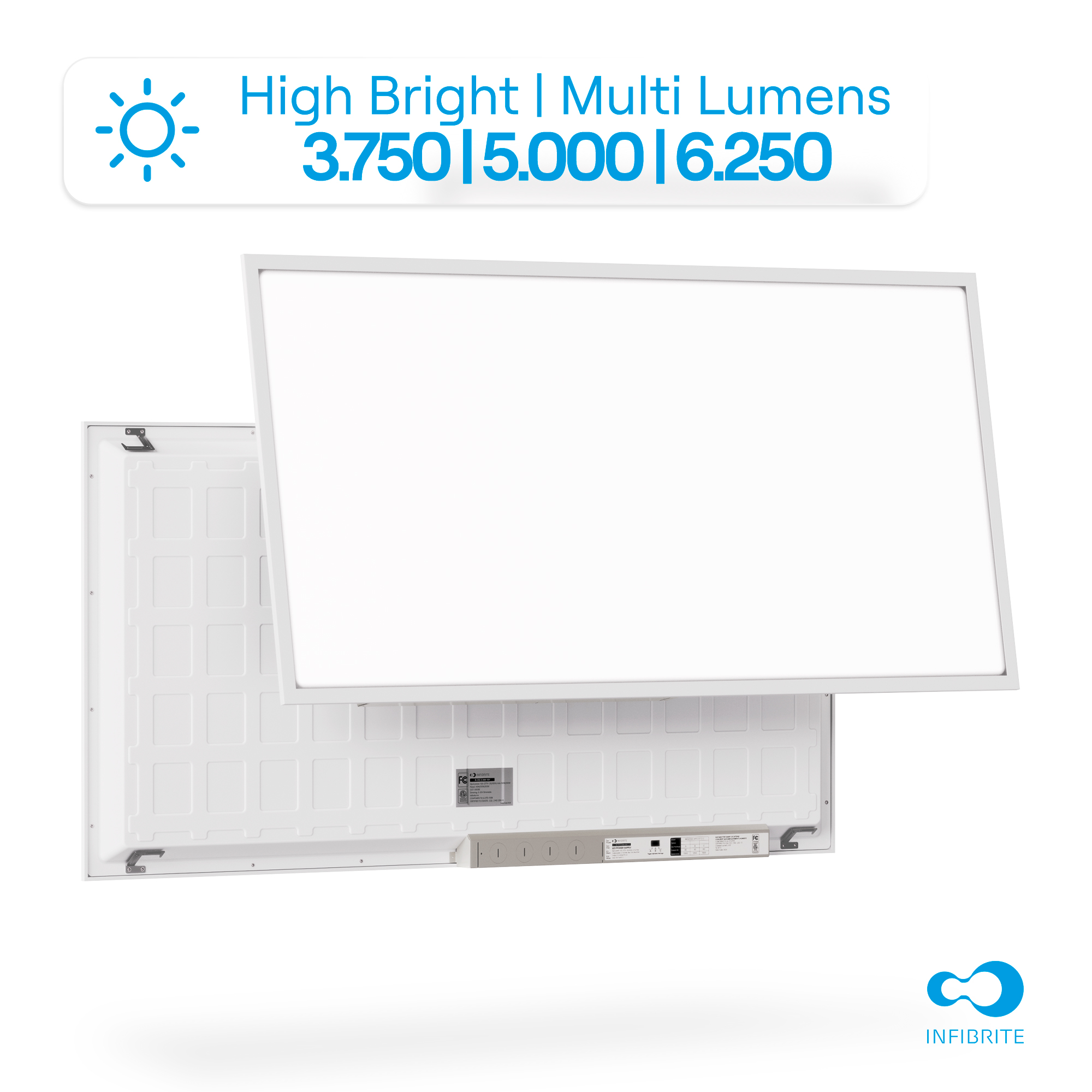 2x4 LED Backlit Panel Light, 35W/45W/56W 5,200/6,500/7,800LM, 5000K Daylight, 0-10V Dimmable, ETL, FCC, Energy Star, (4 Pack) thumbnail 6