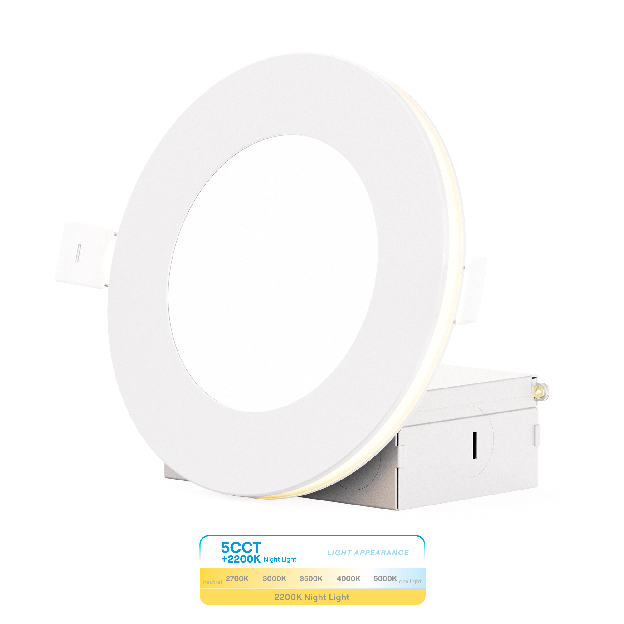 4 In Slim Recessed LED Downlight with Night Light 5CCT Selectable White New Construction 9 Watt 750LM Triac Dimmable
