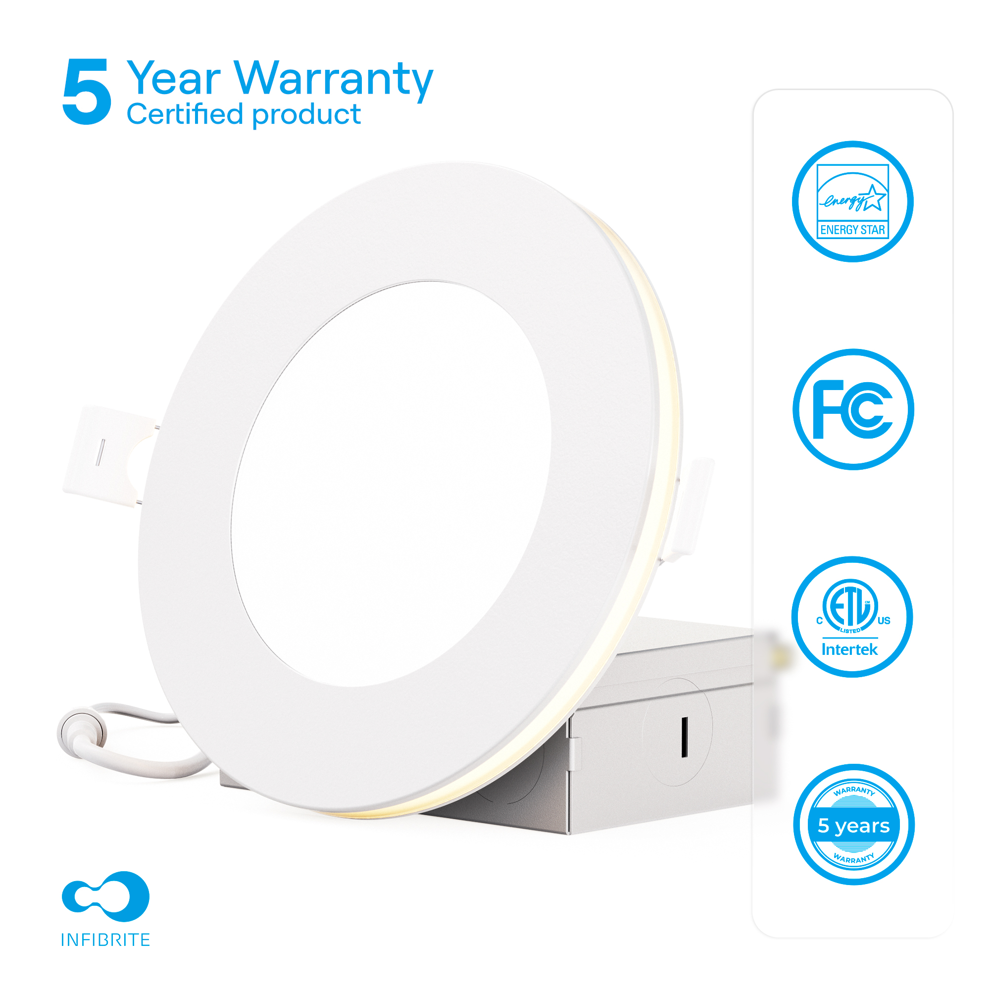 4 In Slim Recessed LED Downlight with Night Light 5CCT Selectable White New Construction 9 Watt 750LM Triac Dimmable thumbnail 4