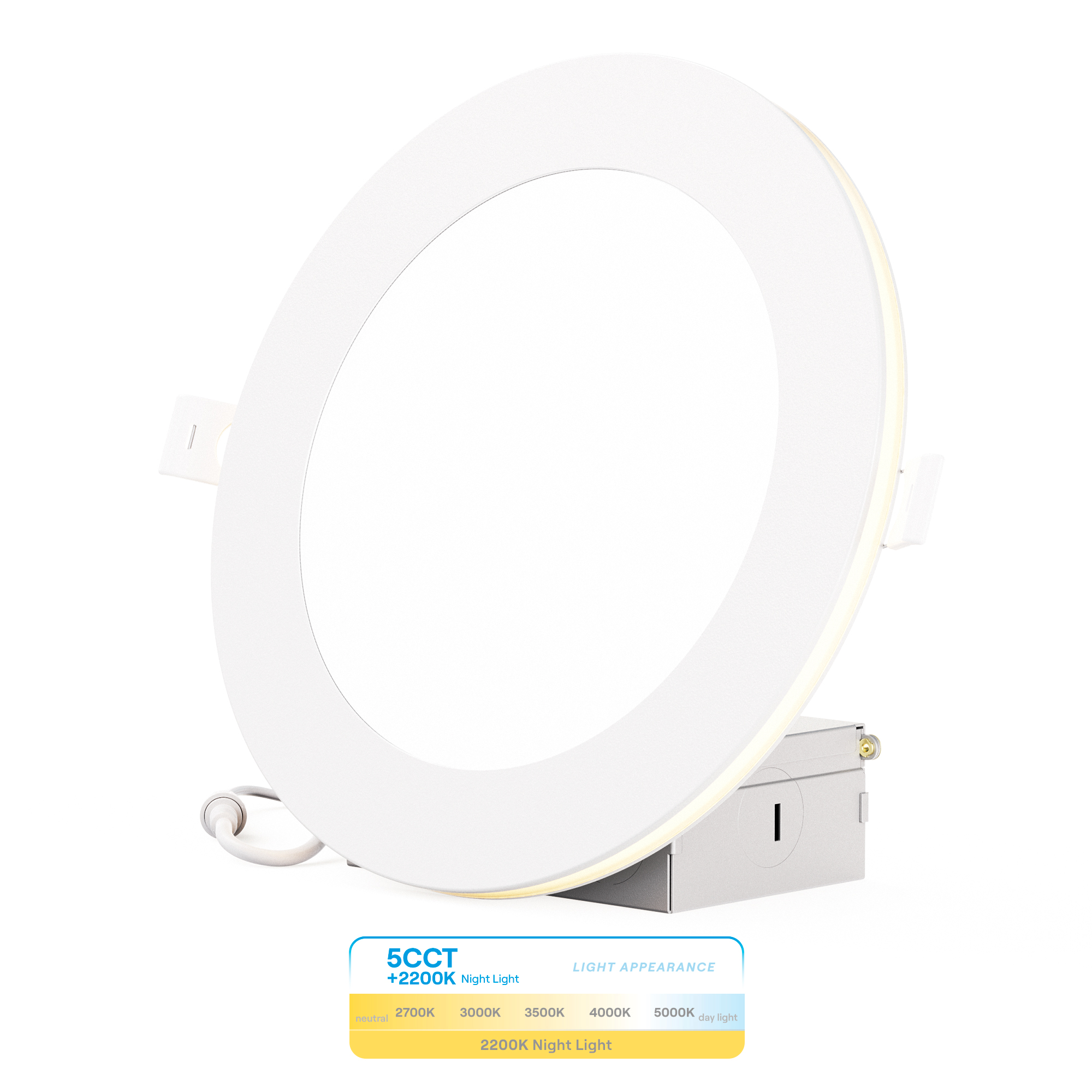 6 In Slim Recessed LED Downlight with Night Light 5CCT Selectable White New Construction 12 Watt 1050LM Triac Dimmable 12 Pack