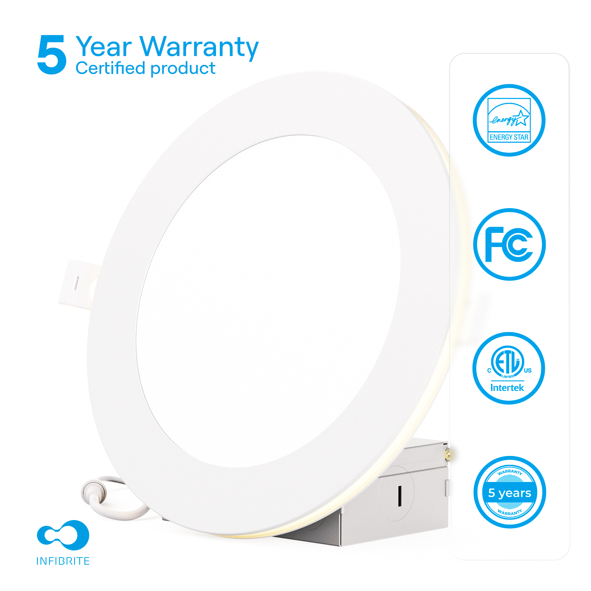 6 In Slim Recessed LED Downlight with Night Light 5CCT Selectable White New Construction 12 Watt 1050LM Triac Dimmable thumbnail 5