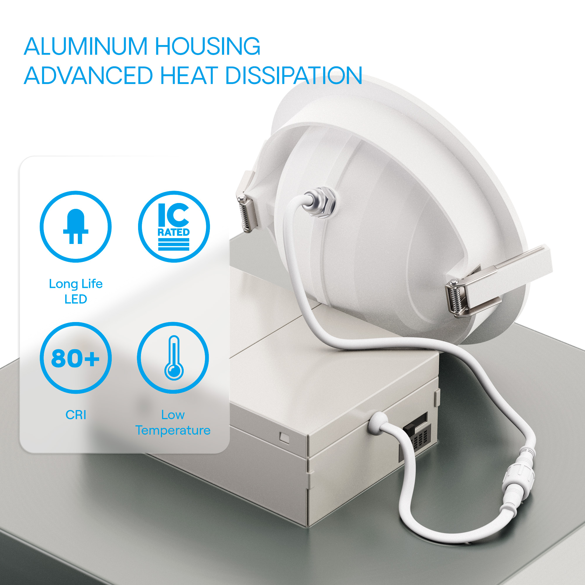 360 Degree Gimbal 4 Inch 5CCT Selectable White New Construction 12 Watt 1200LM Triac Dimmable LED Recessed Downllight thumbnail 3