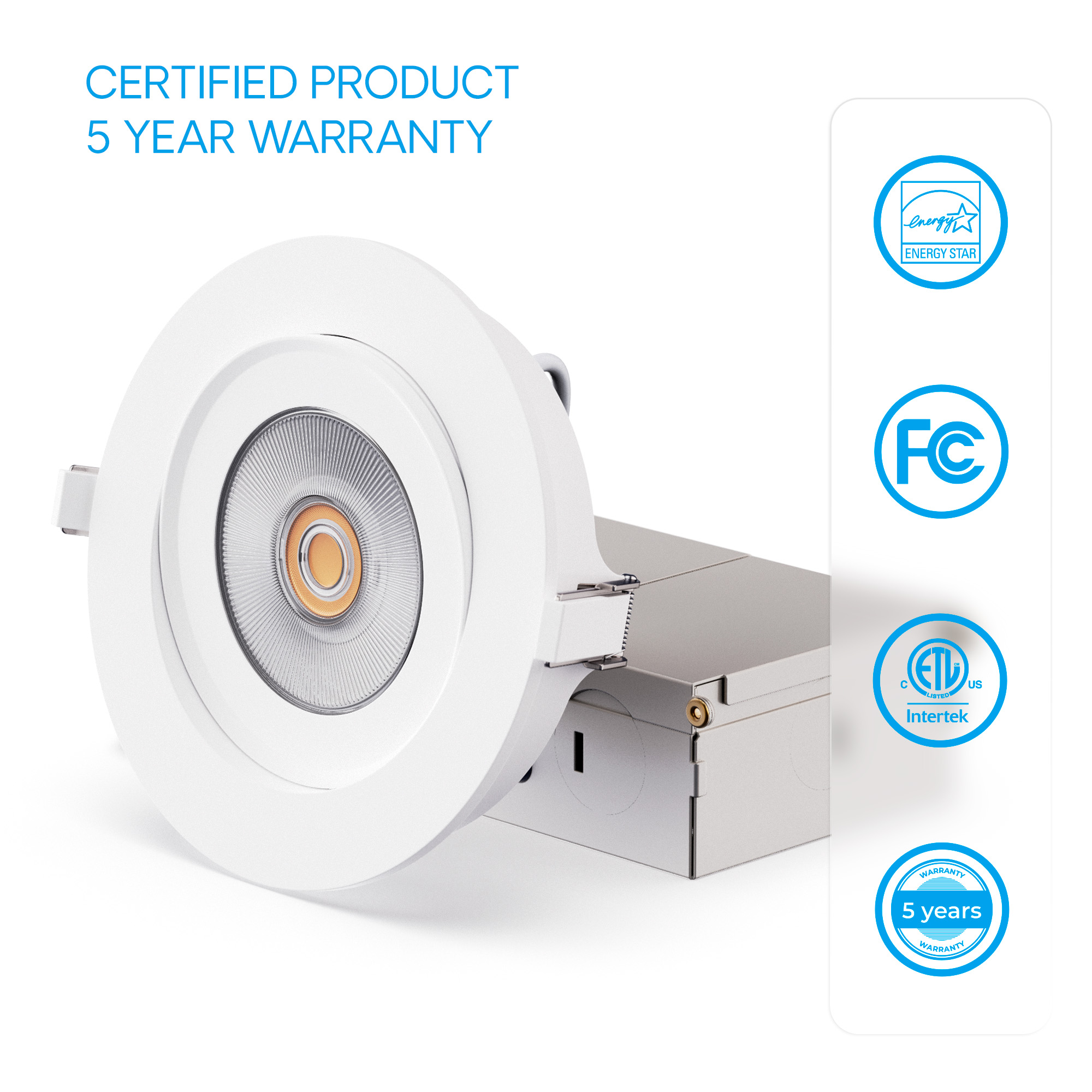 360 Degree Gimbal 4 Inch 5CCT Selectable White New Construction 12 Watt 1200LM Triac Dimmable LED Recessed Downllight thumbnail 4