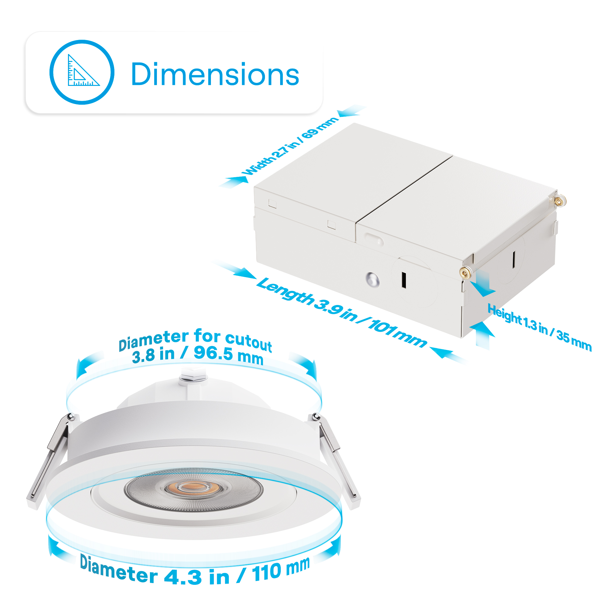 360 Degree Gimbal 4 Inch 5CCT Selectable White New Construction 12 Watt 1200LM Triac Dimmable LED Recessed Downllight thumbnail 8