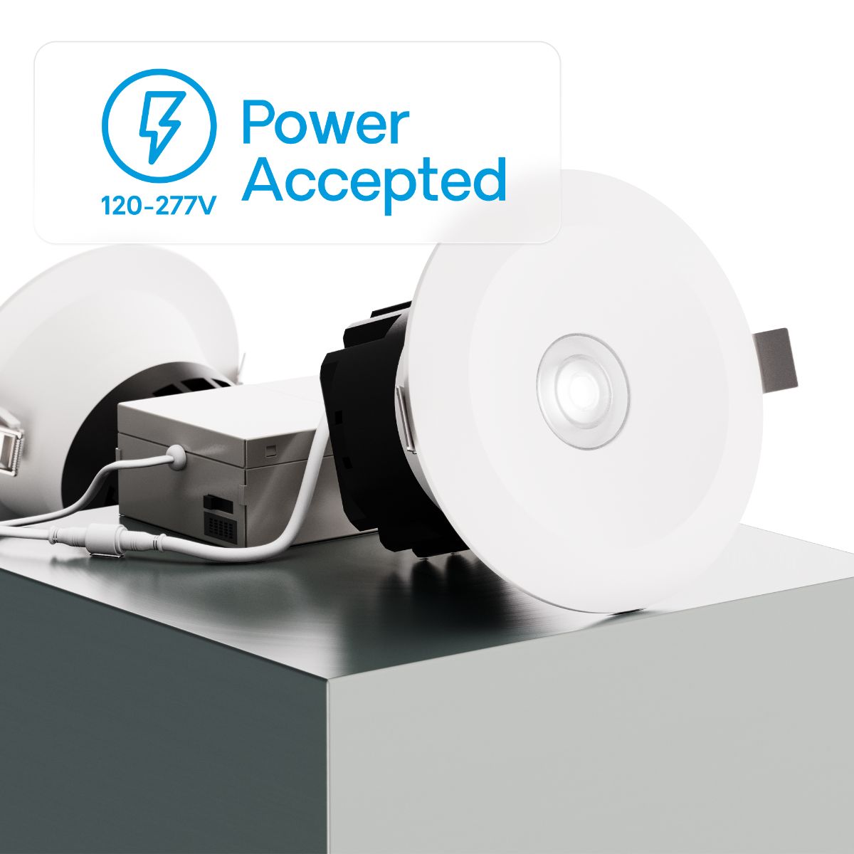 6 Inch Baffle Trim LED Downlight, 12W 1,200LM, 5CCT Selectable, White Trim, Wet Rated, 0-10V Dimmable, ETL, FCC, Energy Star