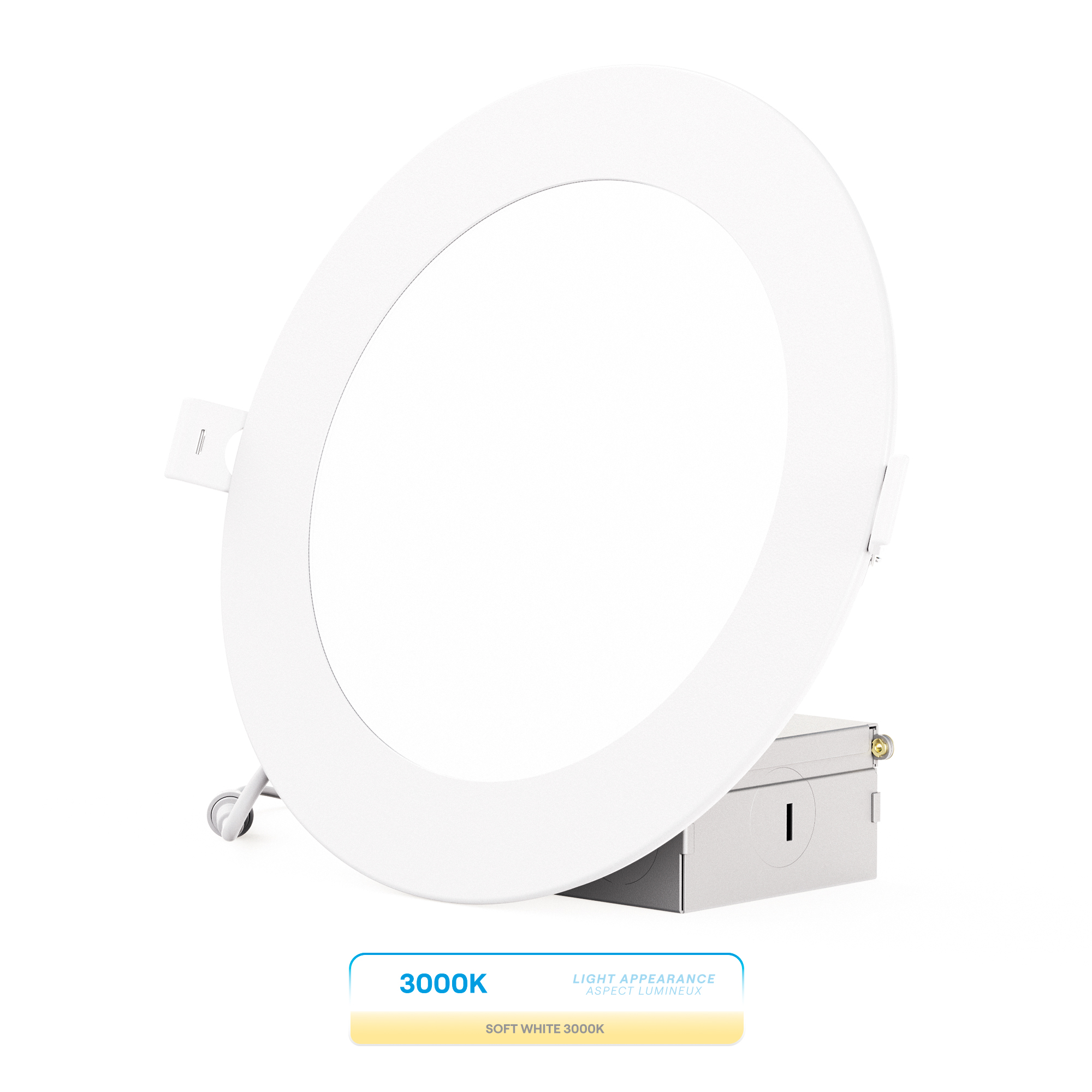 6 Inch 3000K Warm White 12W 1050 Lumens Ultra-Thin LED Recessed Ceiling Downlight with Junction Box, Flush Mount, Dimmable, Canless, Wet Rated, Easy Install, 75W Eqv, FCC, ETL & Energy Star