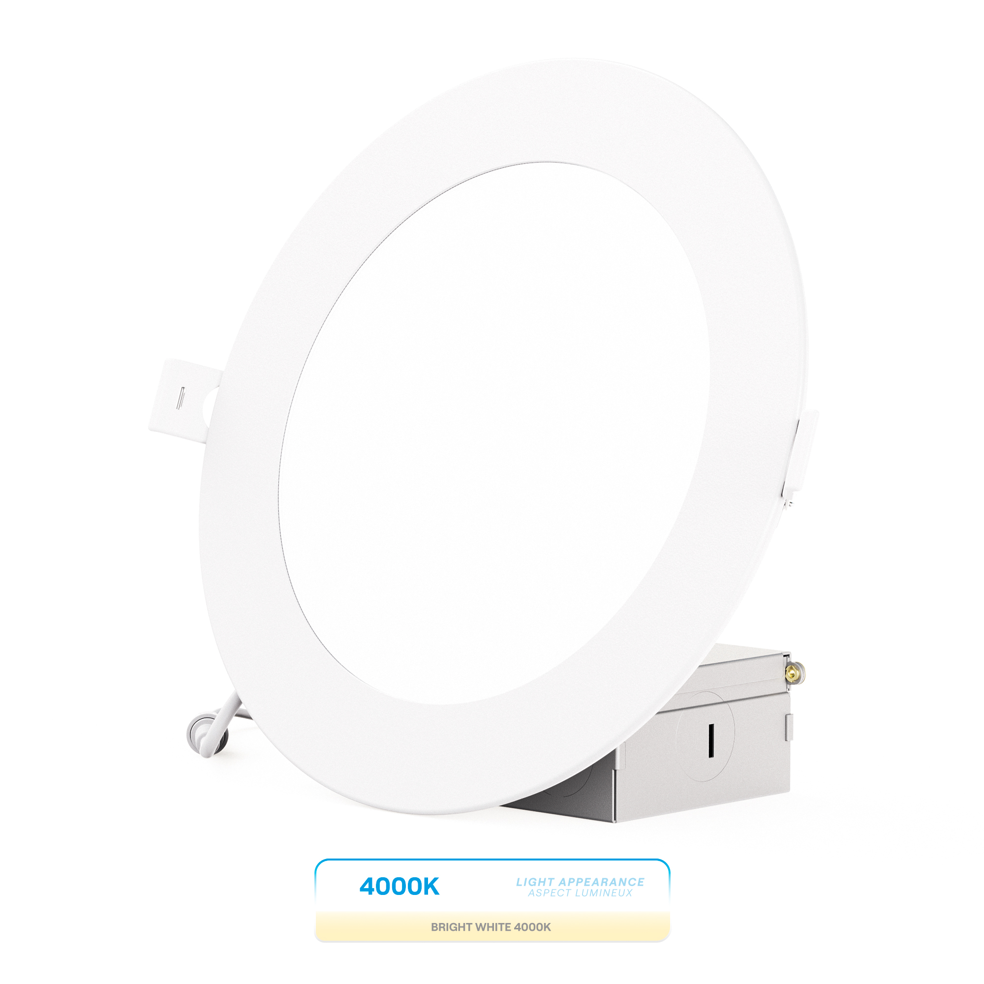 6 Inch 4000K Cool White 12W 1050 Lumens Ultra-Thin LED Recessed Ceiling Downlight with Junction Box, Flush Mount, Dimmable, Canless, Wet Rated, Easy Install, 75W Eqv, FCC, ETL & Energy Star