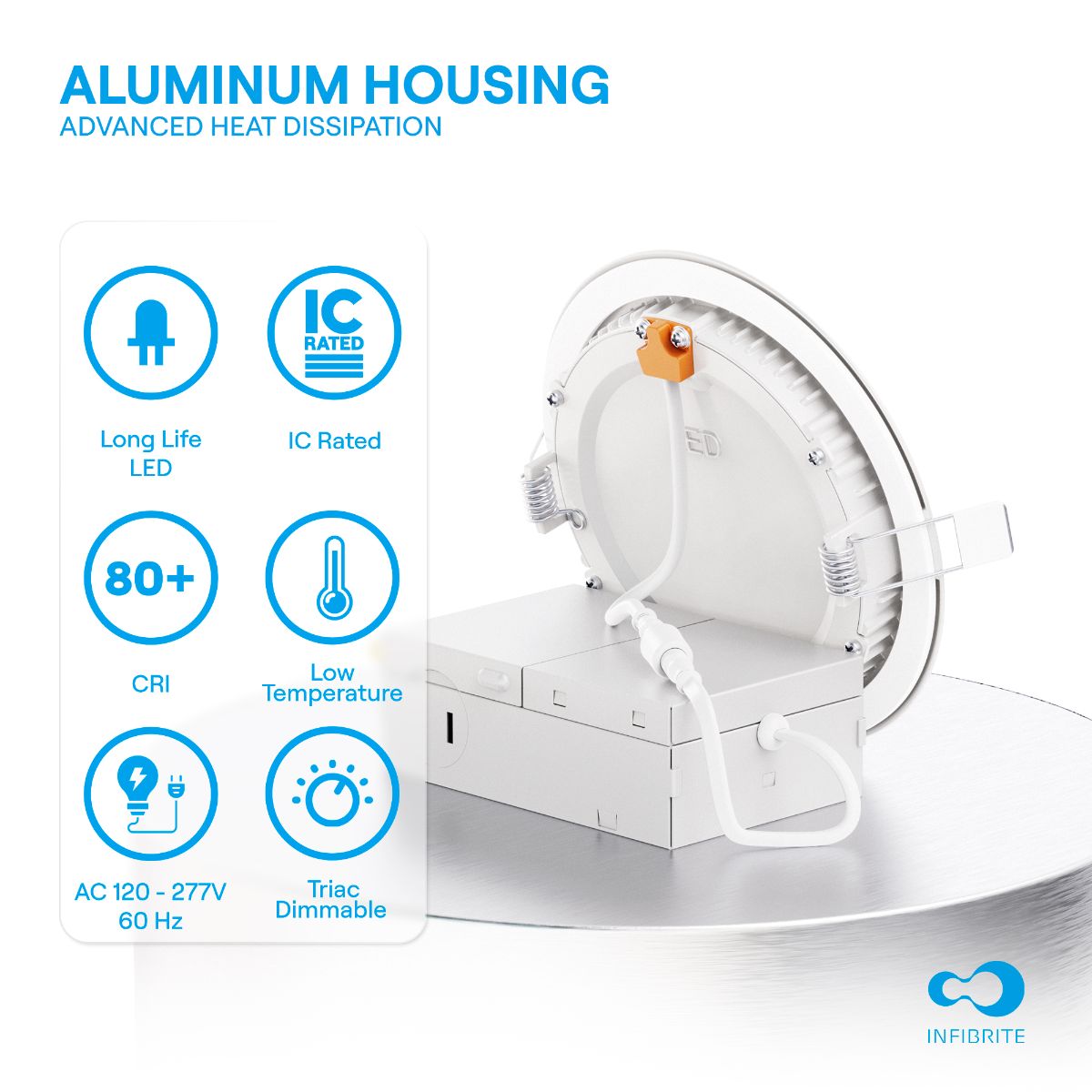 4 Inch Ultra-Thin Recessed LED Downlight, 9W 750LM, 2700K Soft White, White Trim, Baffle Trim, Wet Rated, Triac Dimmable, ETL, FCC, Energy Star, (6 Pack) thumbnail 4