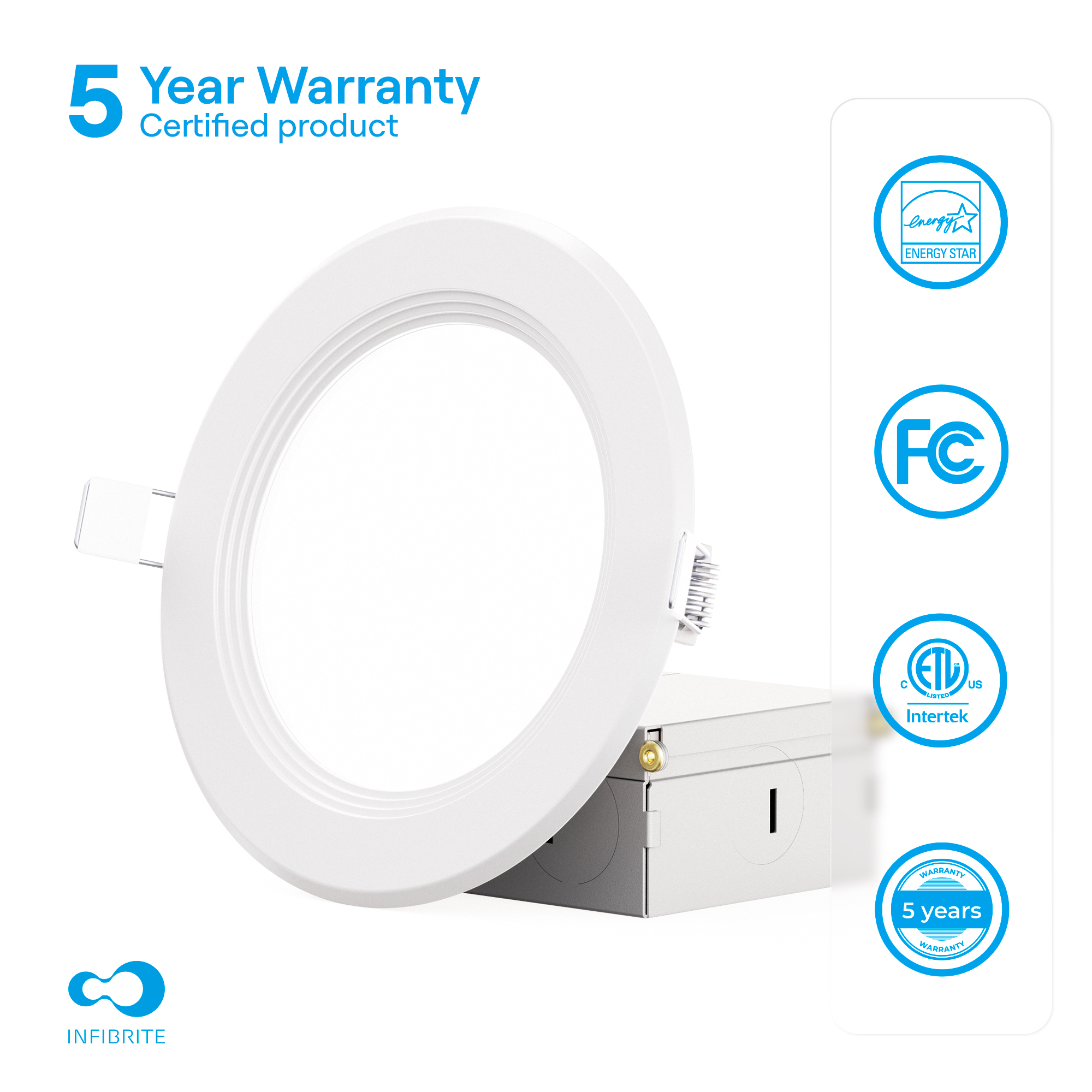 4 Inch Ultra-Thin Recessed LED Downlight, 9W 750LM, 3000K Warm White, White Trim, Baffle Trim, Wet Rated, Triac Dimmable, ETL, FCC, Energy Star, (12 Pack) thumbnail 5