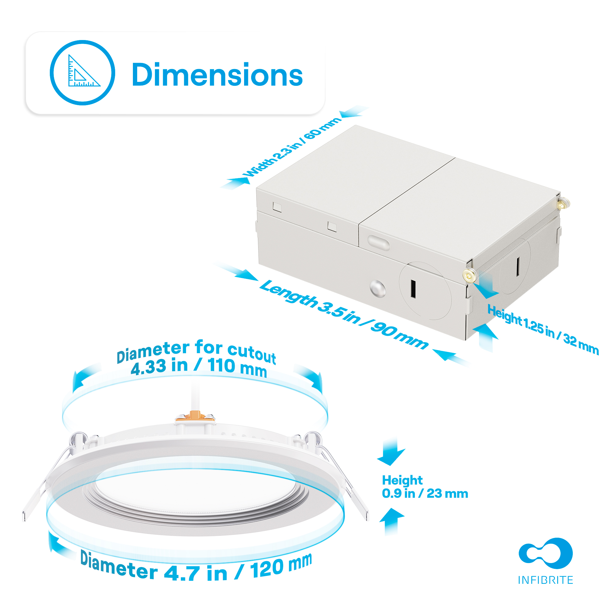 4 Inch Ultra-Thin Recessed LED Downlight, 9W 750LM, 3000K Warm White, White Trim, Baffle Trim, Wet Rated, Triac Dimmable, ETL, FCC, Energy Star thumbnail 8