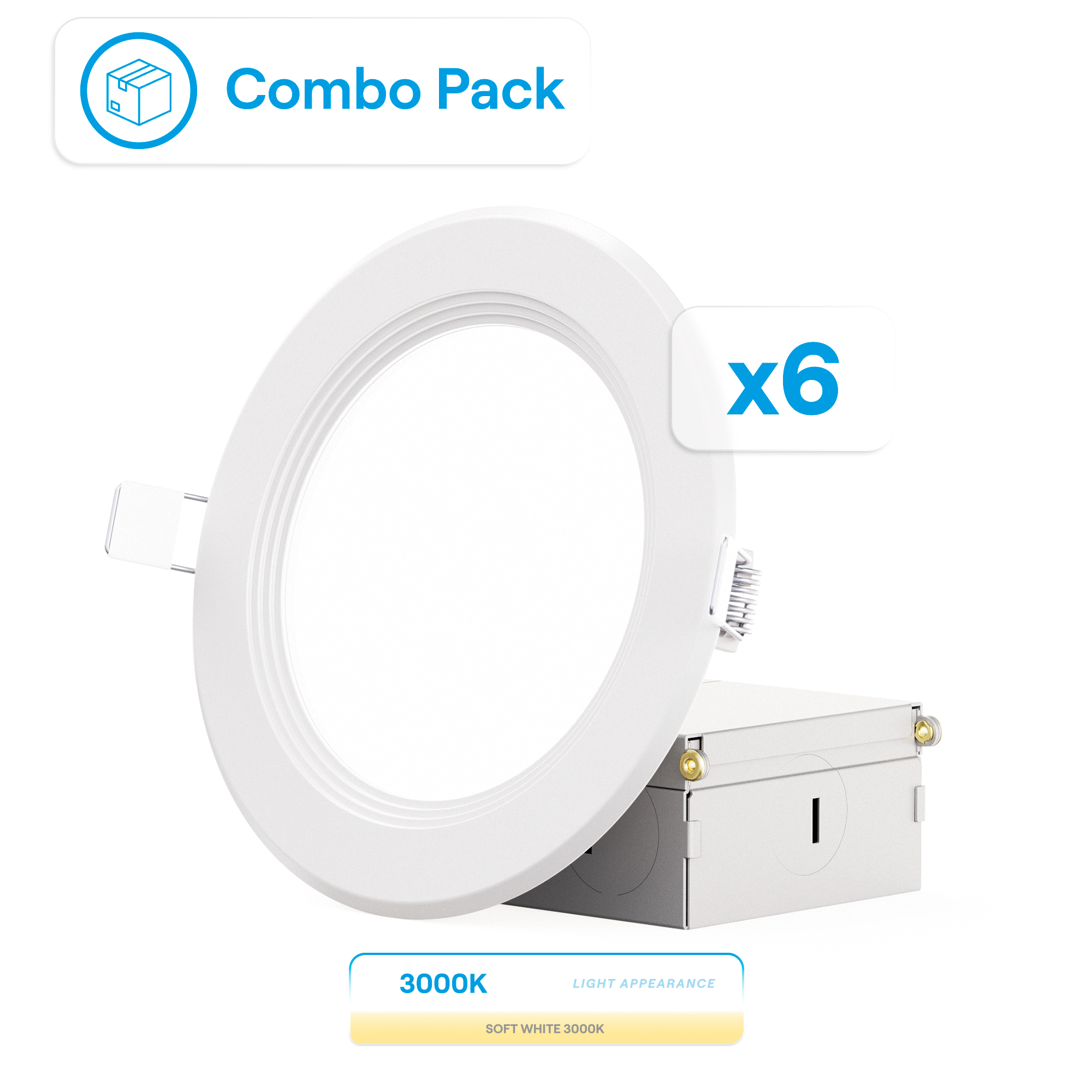 4 Inch Ultra-Thin Recessed LED Downlight, 9W 750LM, 3000K Warm White, White Trim, Baffle Trim, Wet Rated, Triac Dimmable, ETL, FCC, Energy Star, (12 Pack)