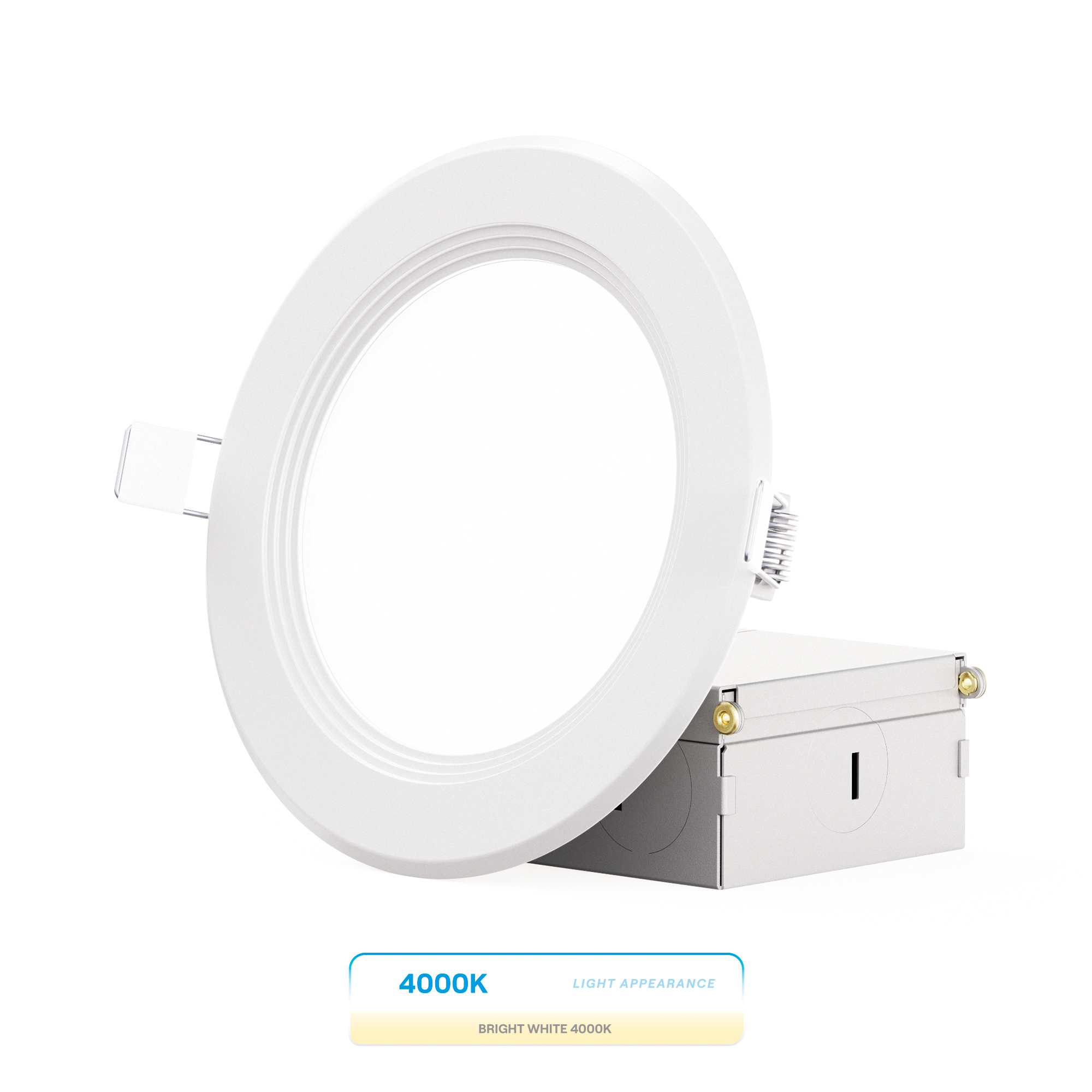 4 Inch Ultra-Thin Recessed LED Downlight, 9W 750LM, 4000K Cool White, White Trim, Baffle Trim, Wet Rated, Triac Dimmable, ETL, FCC, Energy Star