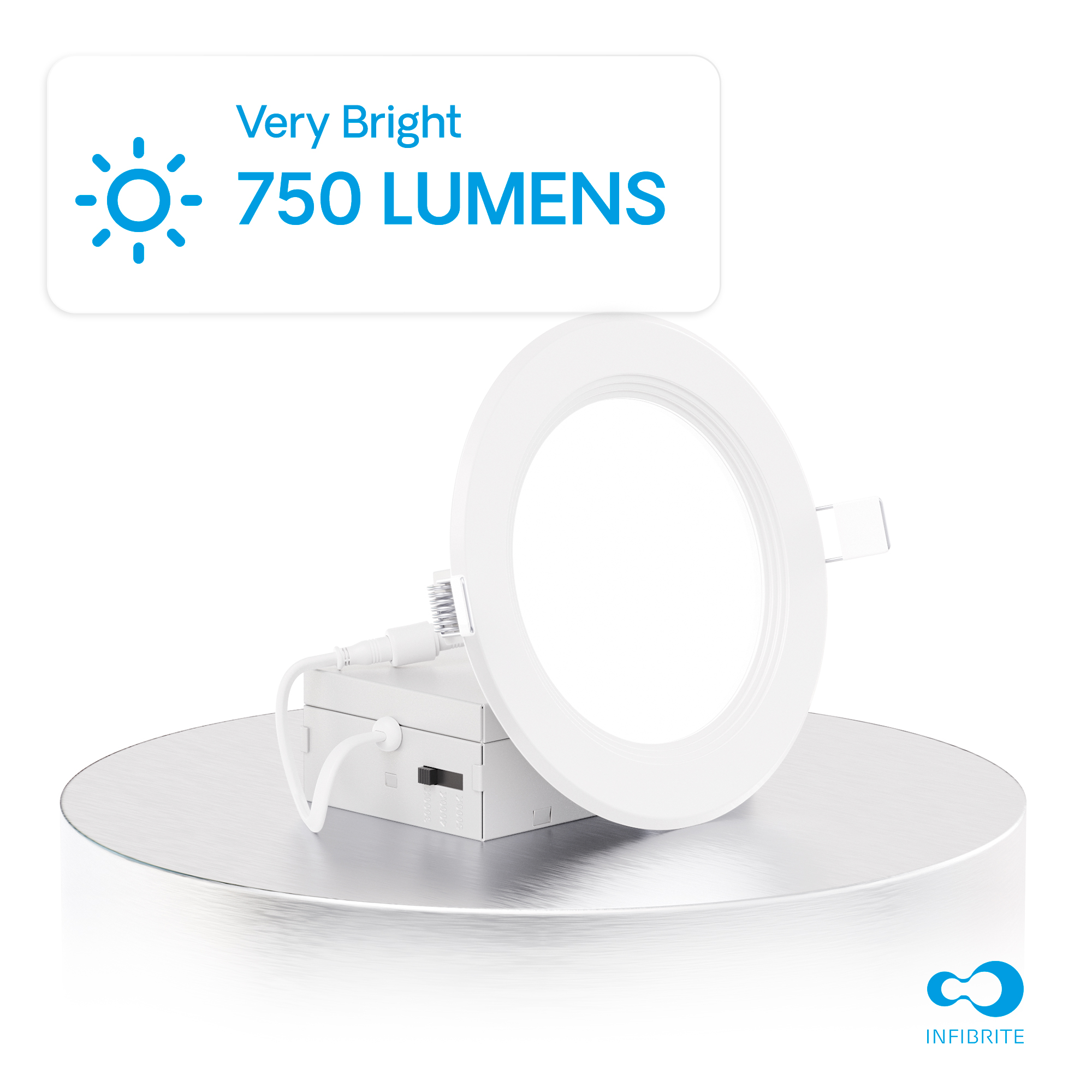 4 Inch Ultra-Thin Recessed LED Downlight, 9W 750LM, 3CCT Selectable, White Trim, Baffle Trim, Wet Rated, Triac Dimmable, ETL, FCC, Energy Star, (6 Pack) thumbnail 3