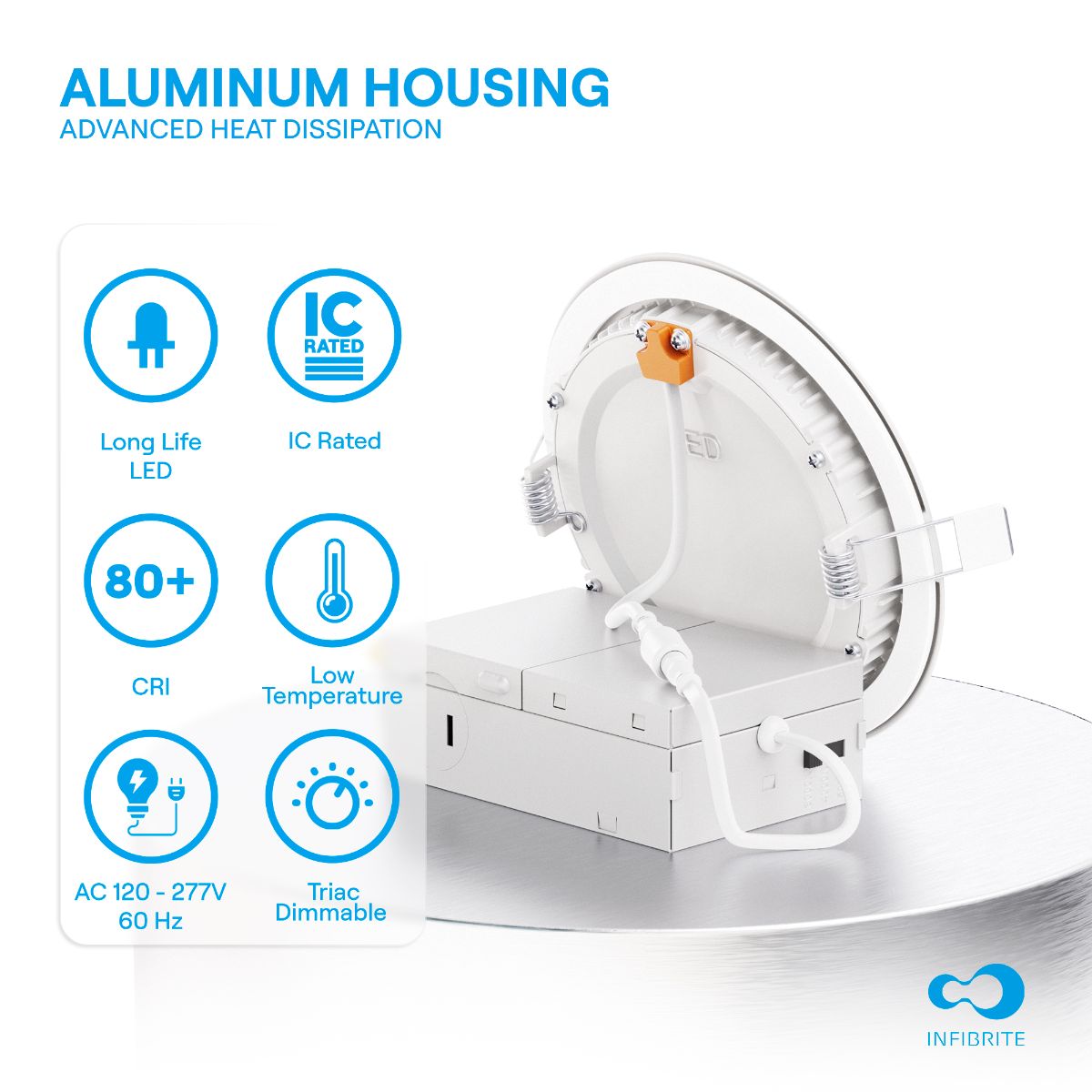 4 Inch Ultra-Thin Recessed LED Downlight, 9W 750LM, 3CCT Selectable, White Trim, Baffle Trim, Wet Rated, Triac Dimmable, ETL, FCC, Energy Star, (6 Pack) thumbnail 4