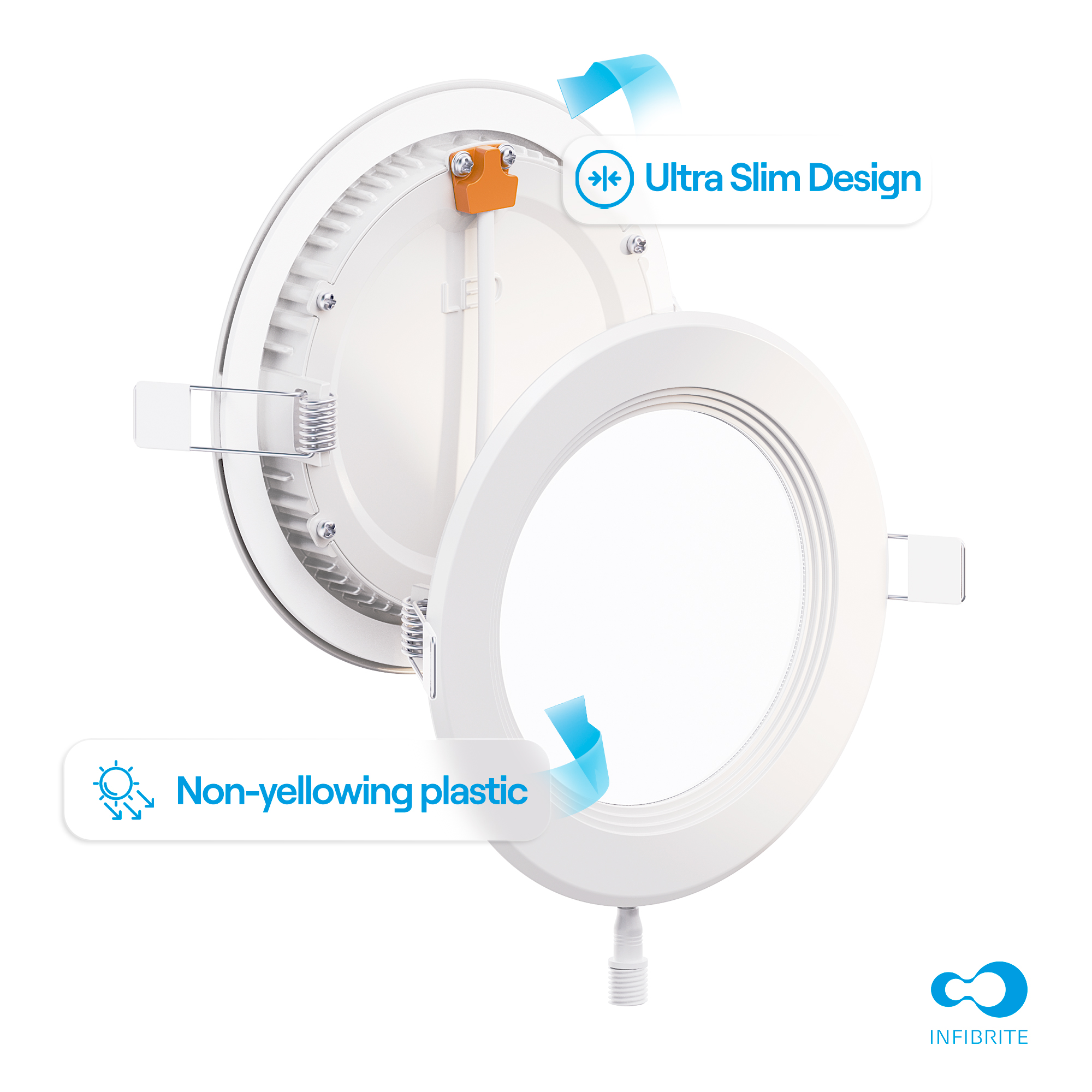 4 Inch Ultra-Thin Recessed LED Downlight, 9W 750LM, 3CCT Selectable, White Trim, Baffle Trim, Wet Rated, Triac Dimmable, ETL, FCC, Energy Star, (6 Pack) thumbnail 8