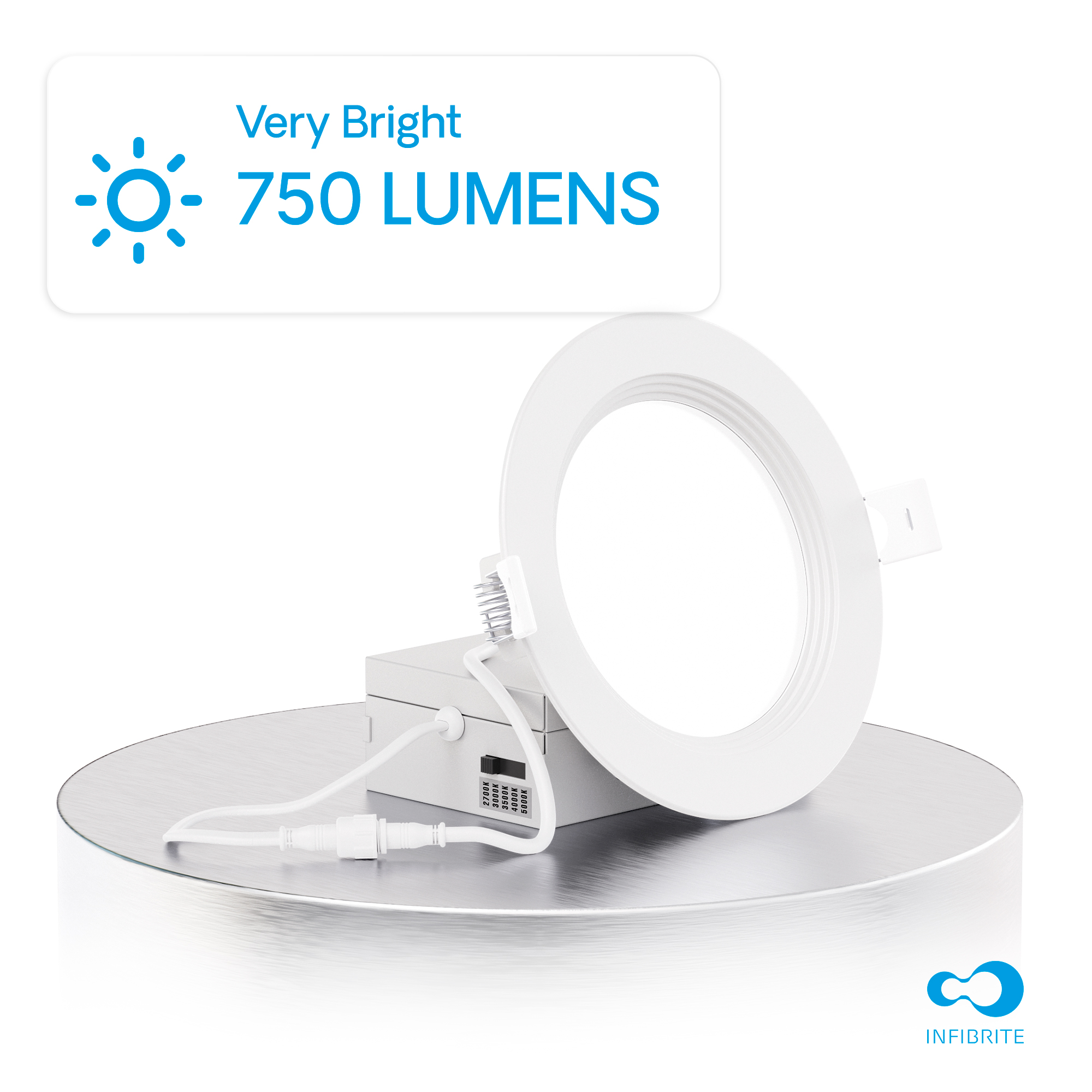 4 Inch Ultra-Thin Recessed LED Downlight, 9W 750LM, 5CCT Selectable, White Trim, Baffle Trim, Wet Rated, Triac Dimmable, ETL, FCC, Energy Star, (12 Pack) thumbnail 3