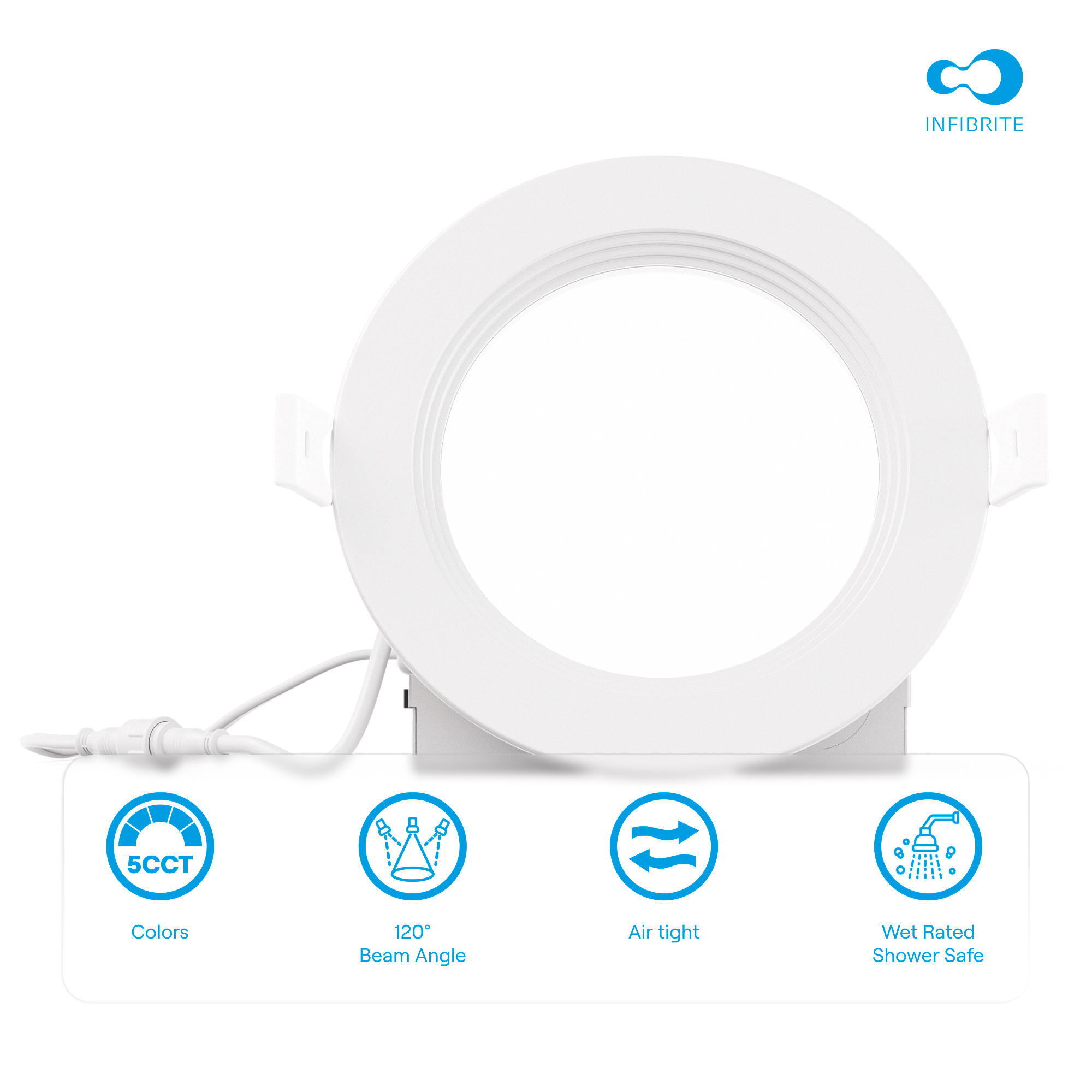 4 Inch Ultra-Thin Recessed LED Downlight, 9W 750LM, 5CCT Selectable, White Trim, Baffle Trim, Wet Rated, Triac Dimmable, ETL, FCC, Energy Star, (12 Pack) thumbnail 6